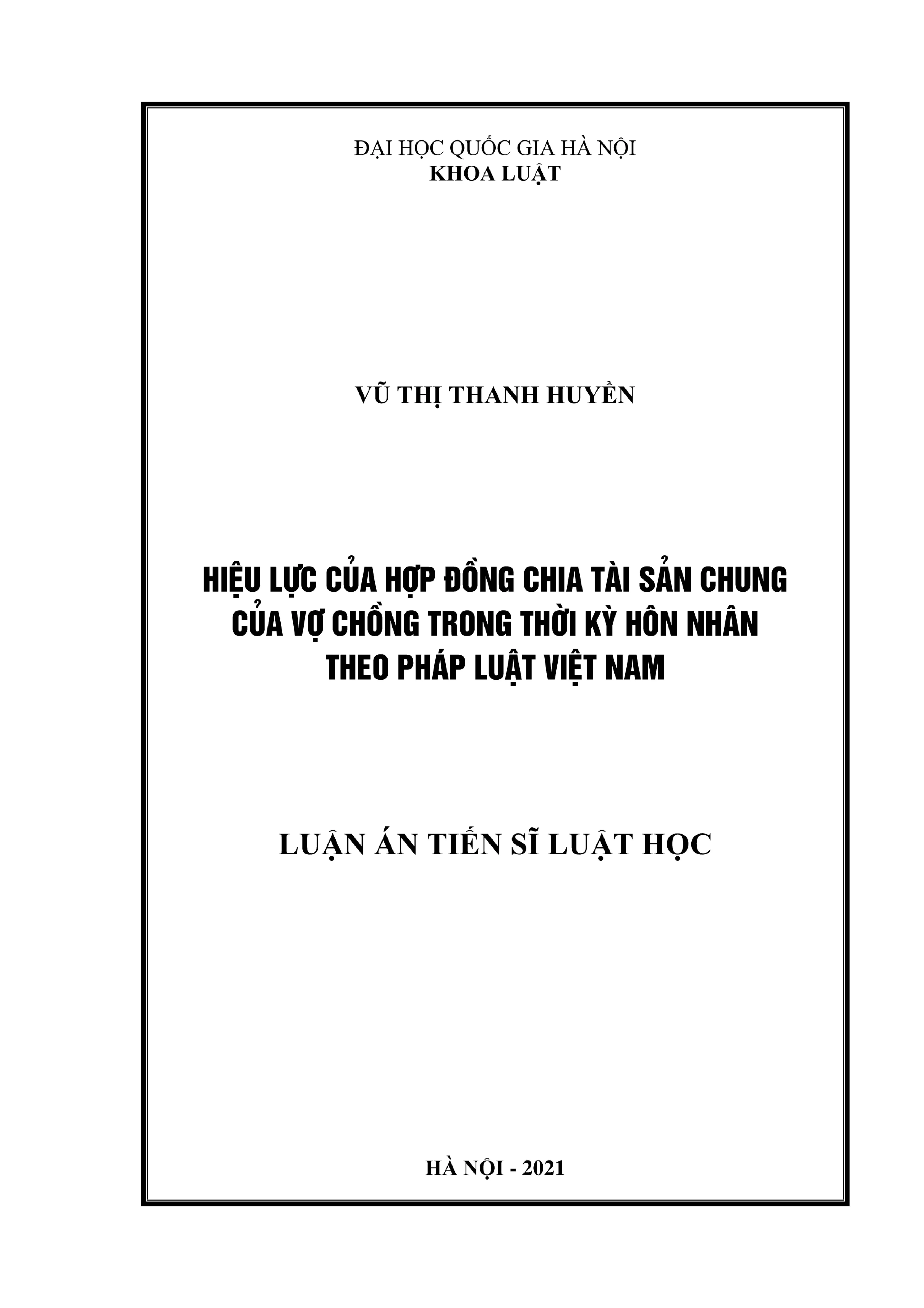 Hiệu lực của hợp đồng chia tài sản chung vợ chồng