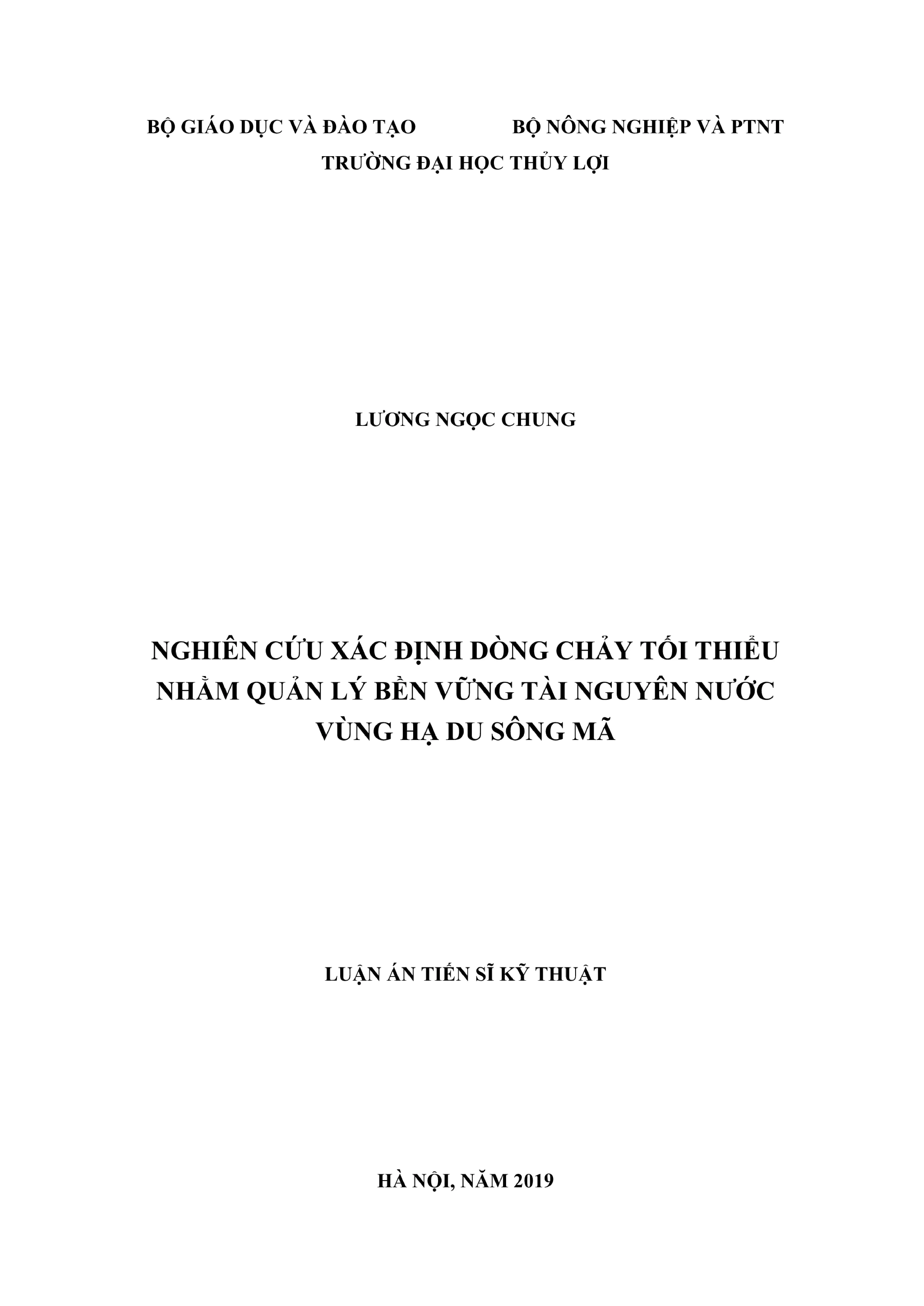 Xác định dòng chảy tối thiểu vùng hạ du sông Mã