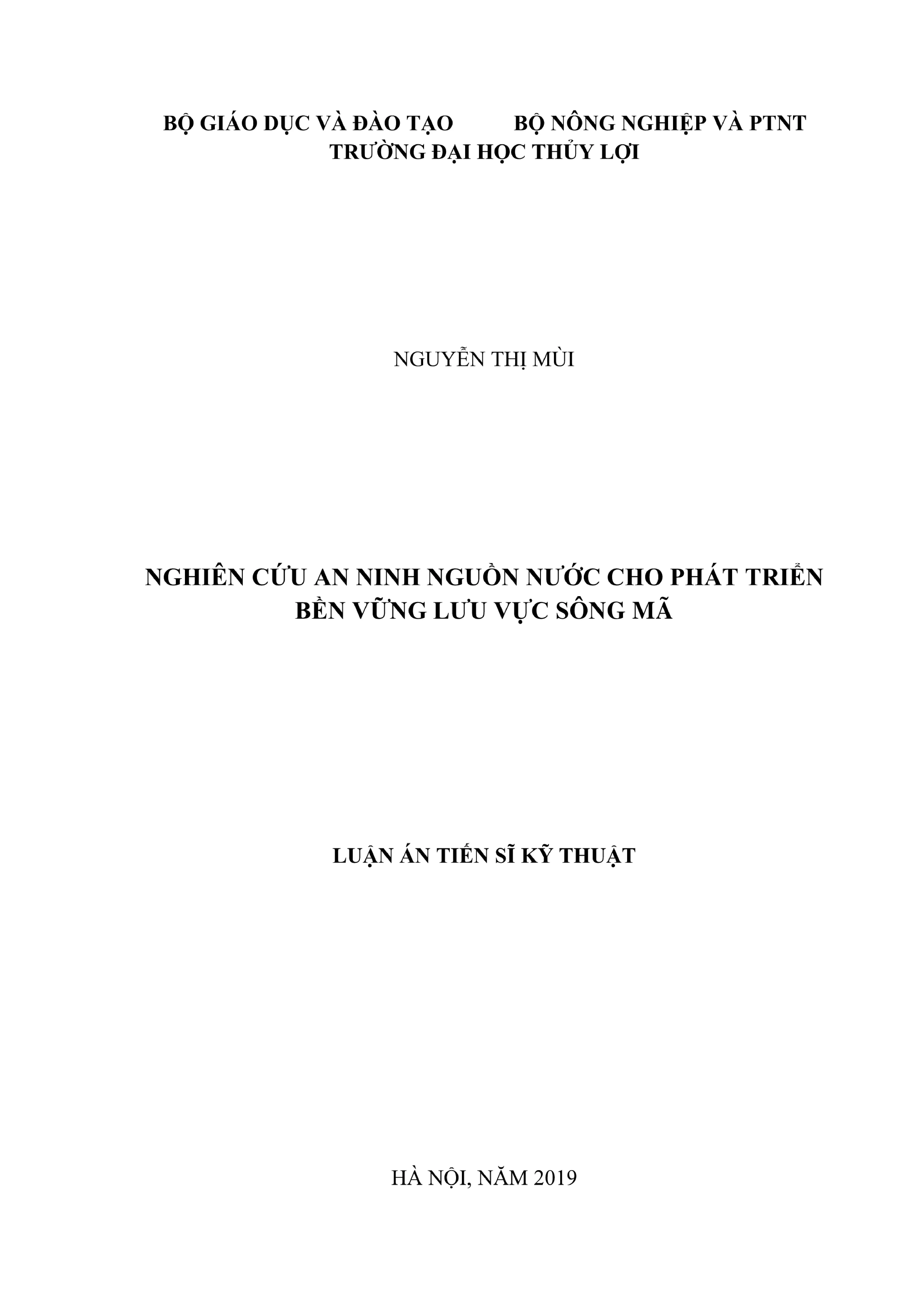 Nghiên cứu an ninh nguồn nước lưu vực sông Mã