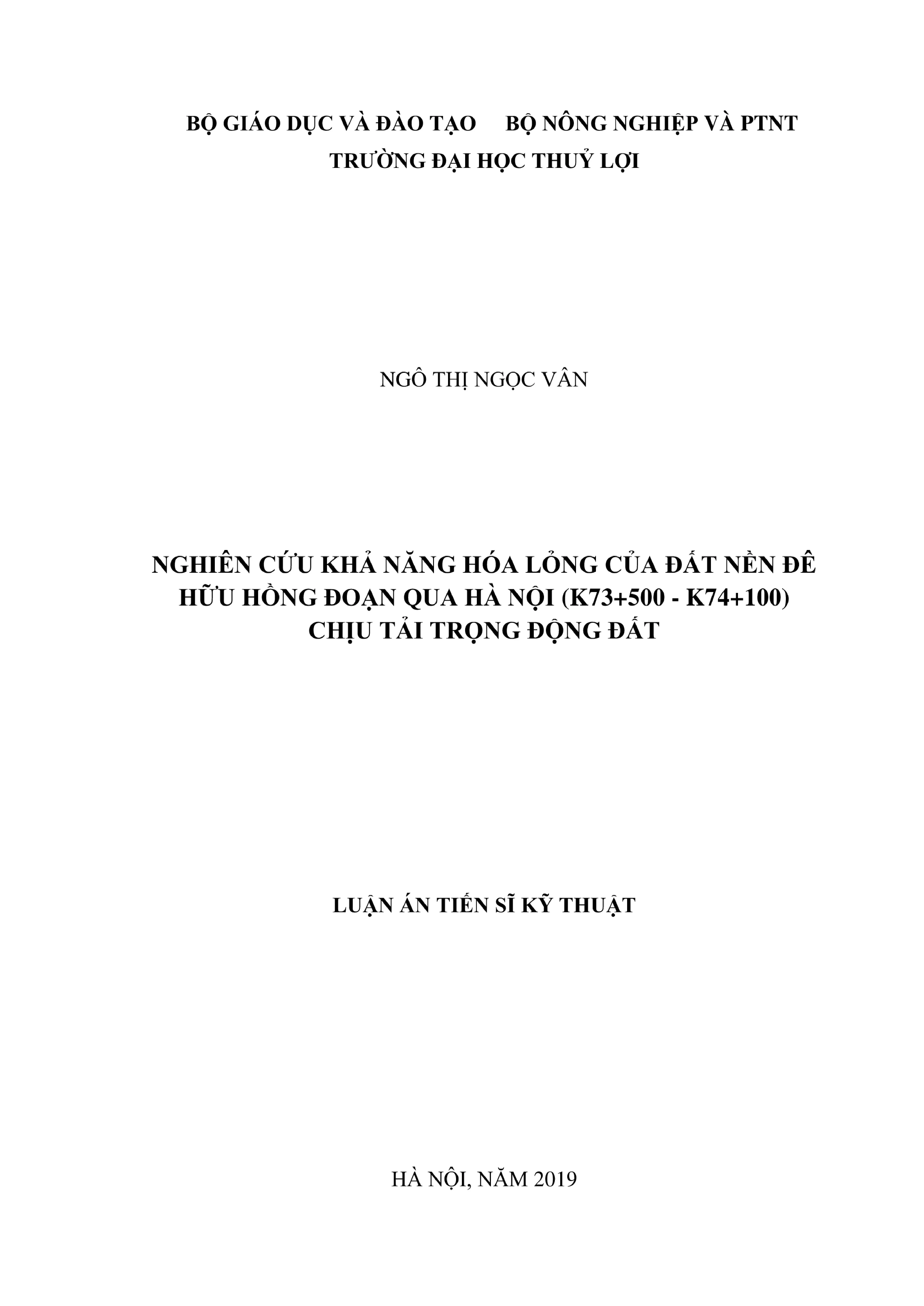 Khả năng hóa lỏng đất nền đê Hữu Hồng