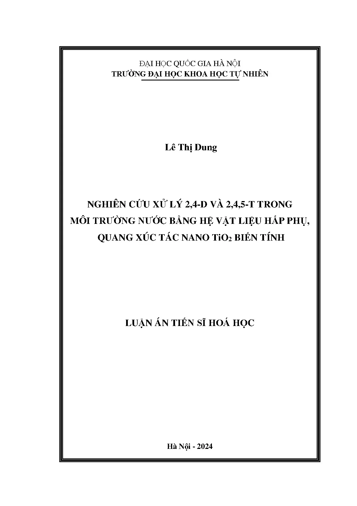 Nghiên cứu xử lý 2,4-D và 2,4,5-T bằng nano TiO2