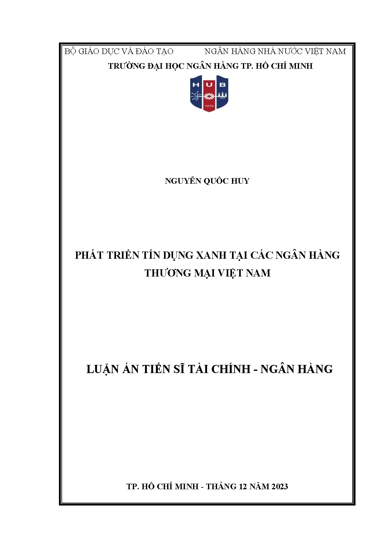 Phát triển tín dụng xanh tại ngân hàng thương mại