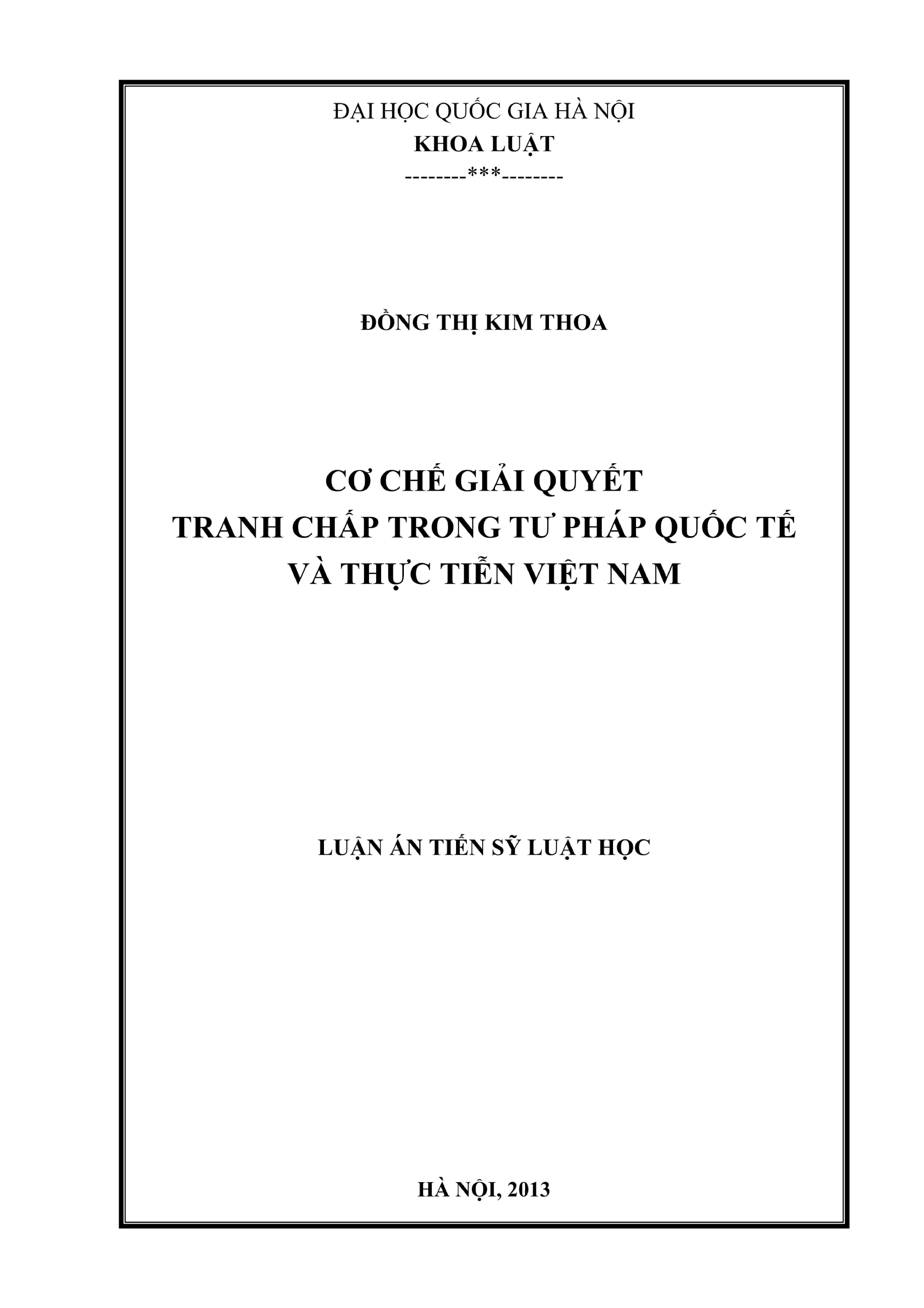 Cơ chế giải quyết tranh chấp trong tư pháp quốc tế