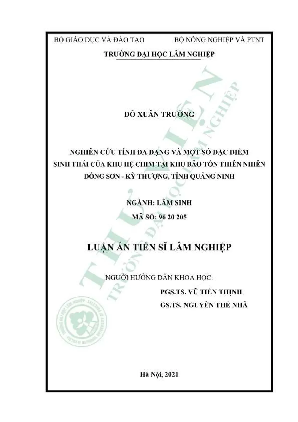 Đa dạng chim và đặc điểm sinh thái