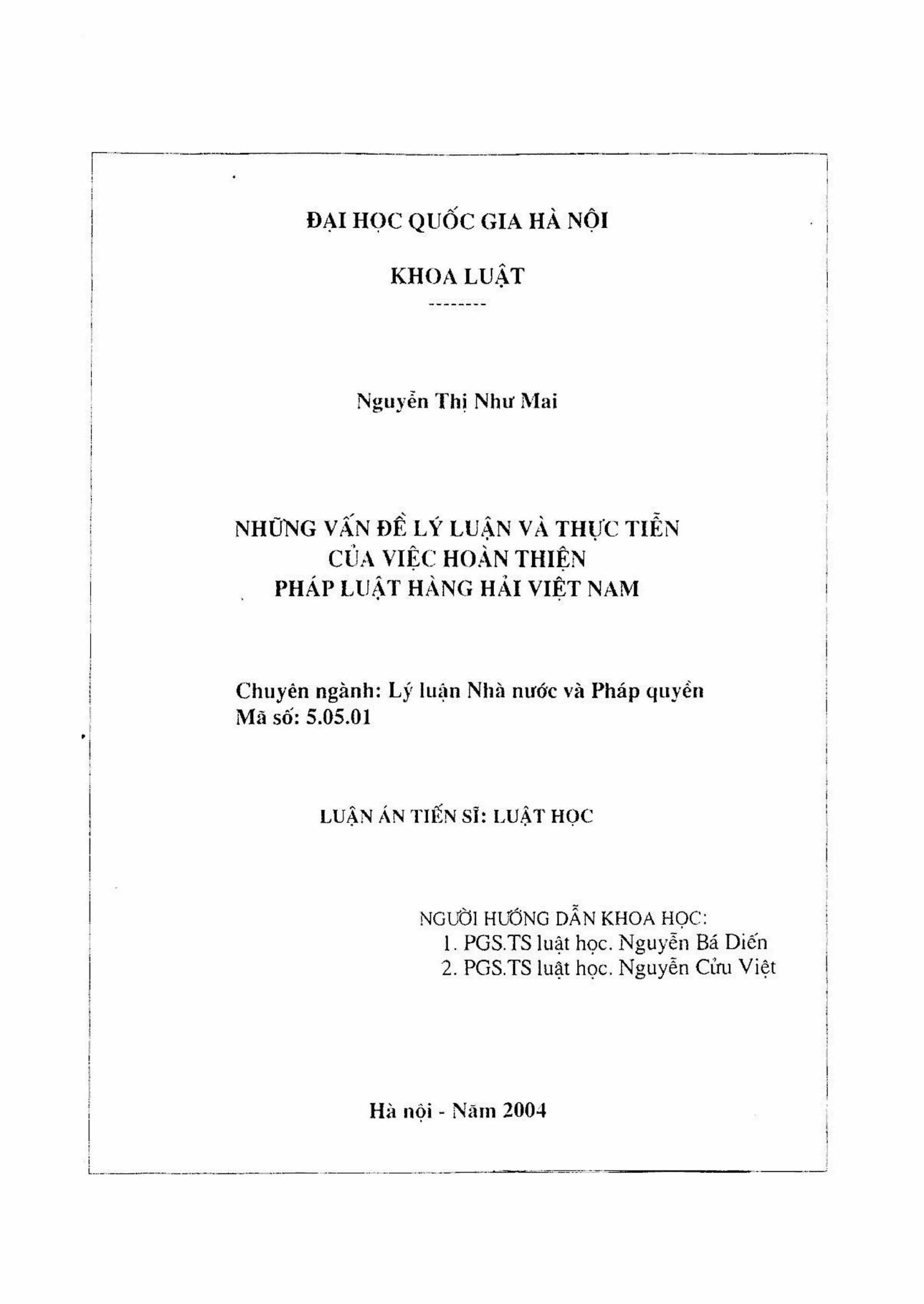 Hoàn thiện pháp luật hàng hải Việt Nam