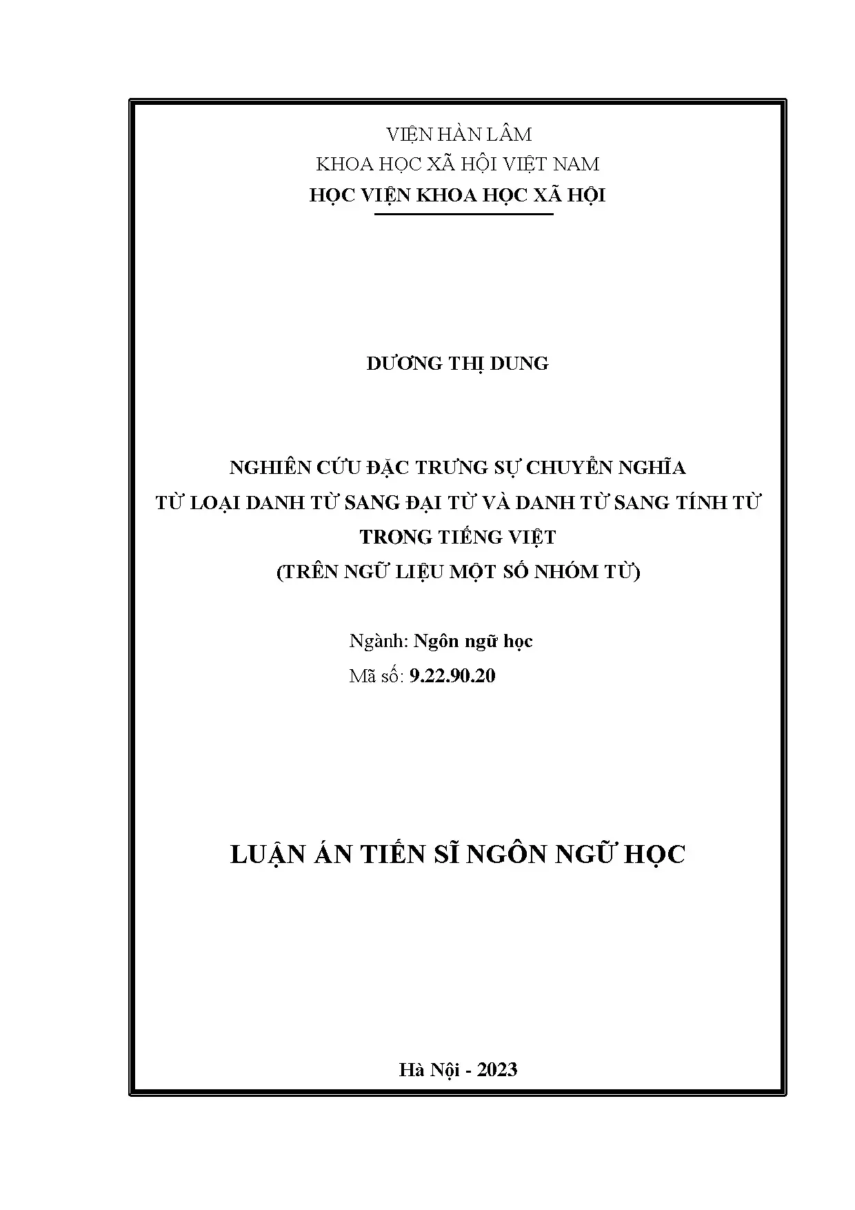 Đặc trưng sự chuyển nghĩa từ danh từ sang đại từ và tính từ trong tiếng Việt