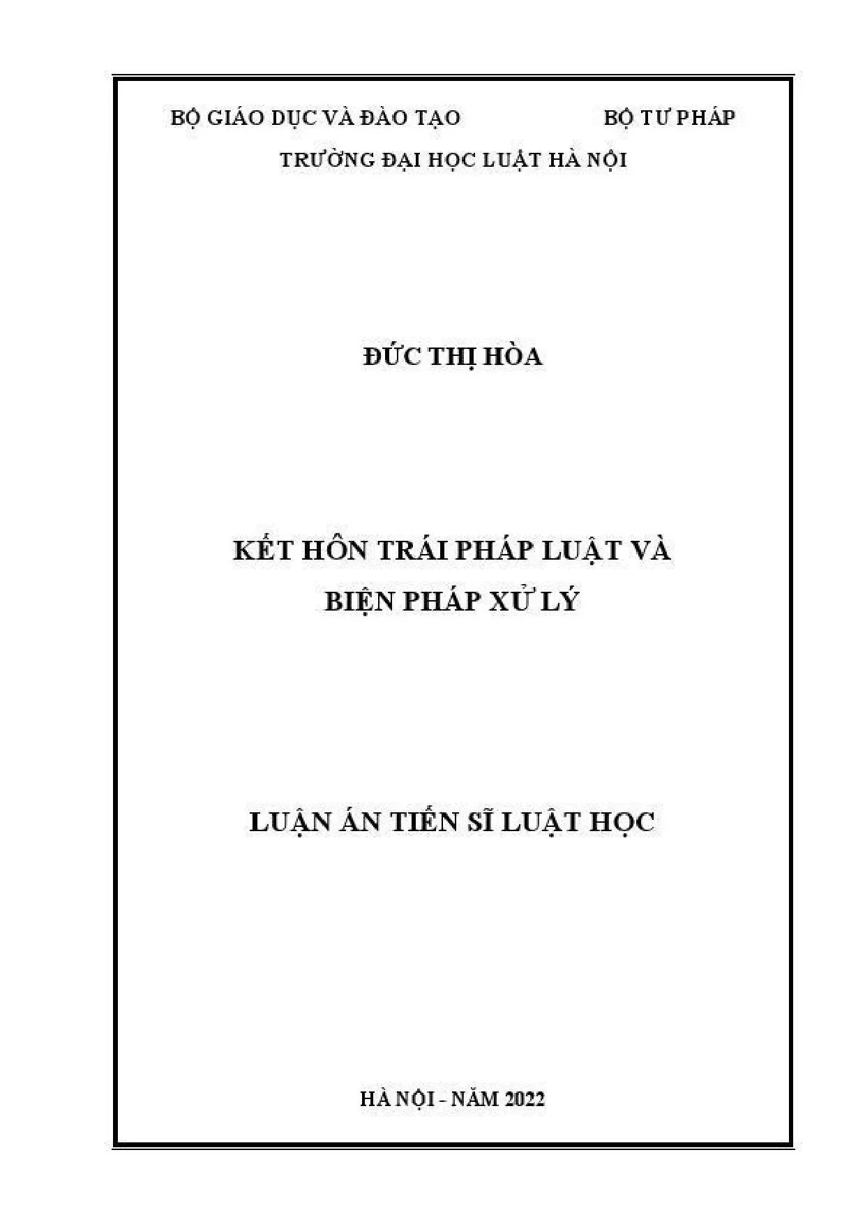 Luận án tiến sĩ: Kết hôn trái pháp luật và biện pháp xử lý