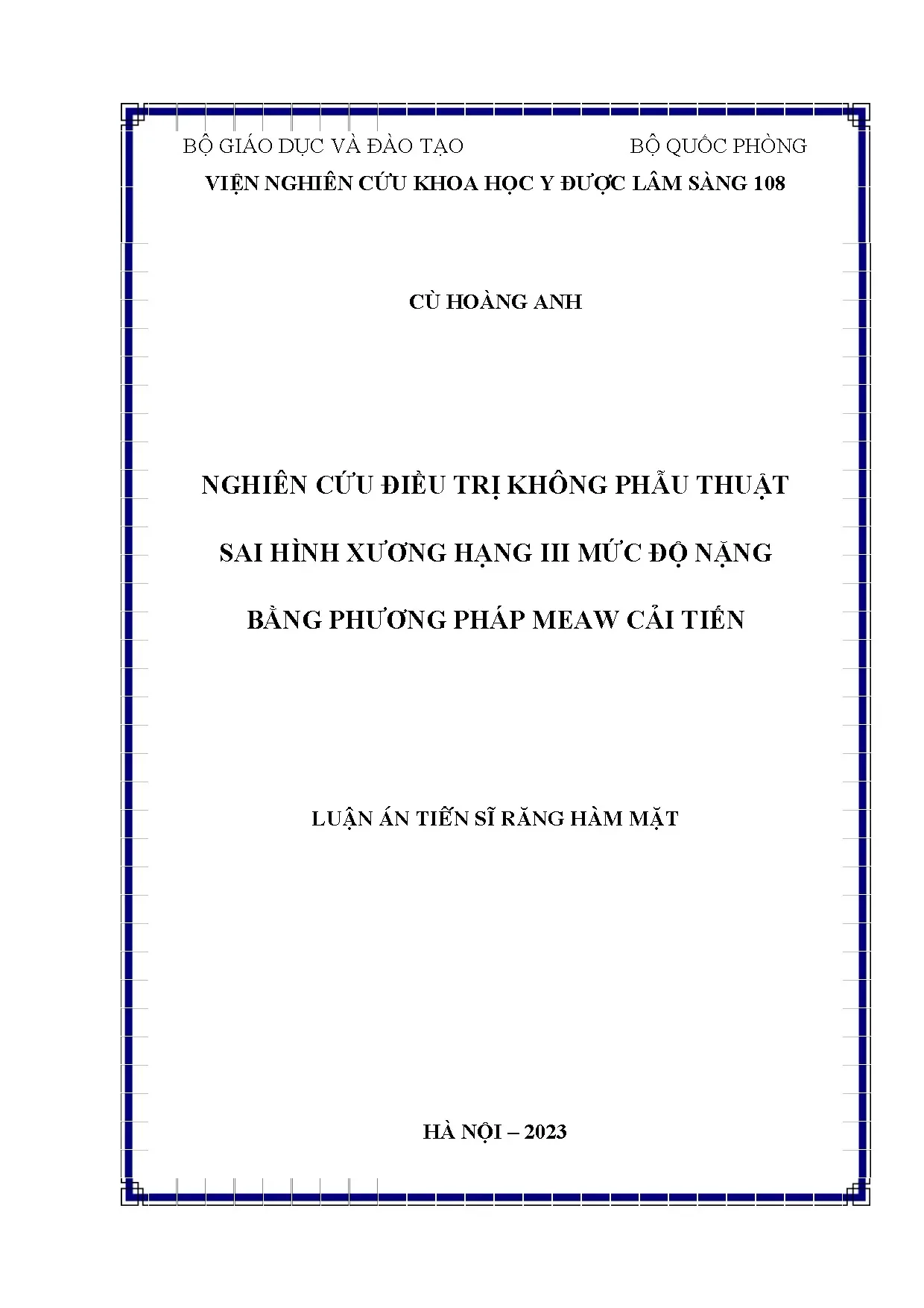 Điều trị không phẫu thuật sai hình xương Hạng III bằng MEAW cải tiến