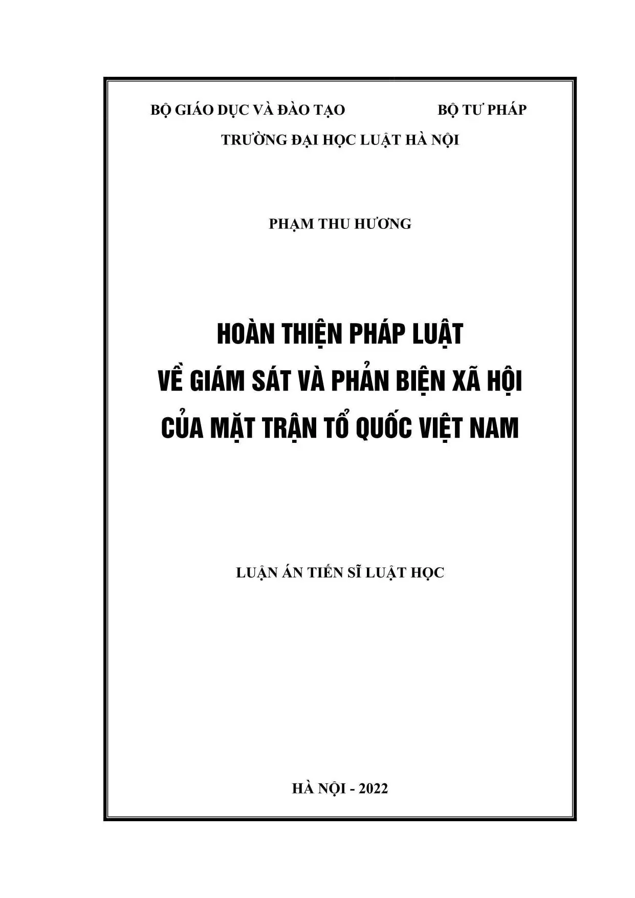 Luận án tiến sĩ luật học hoàn thiện pháp luật về giám sát và