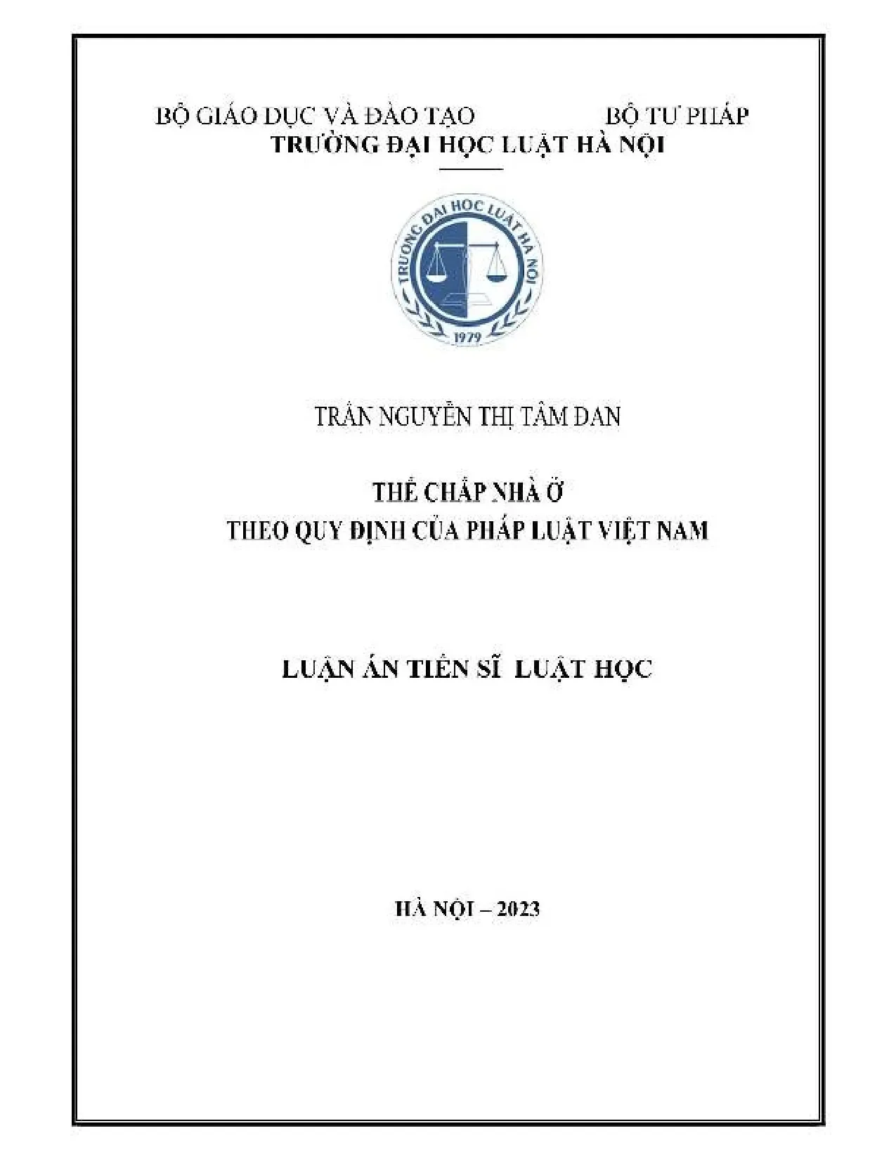 Luận án tiến sĩ luật học thế chấp nhà ở theo quy định của ph