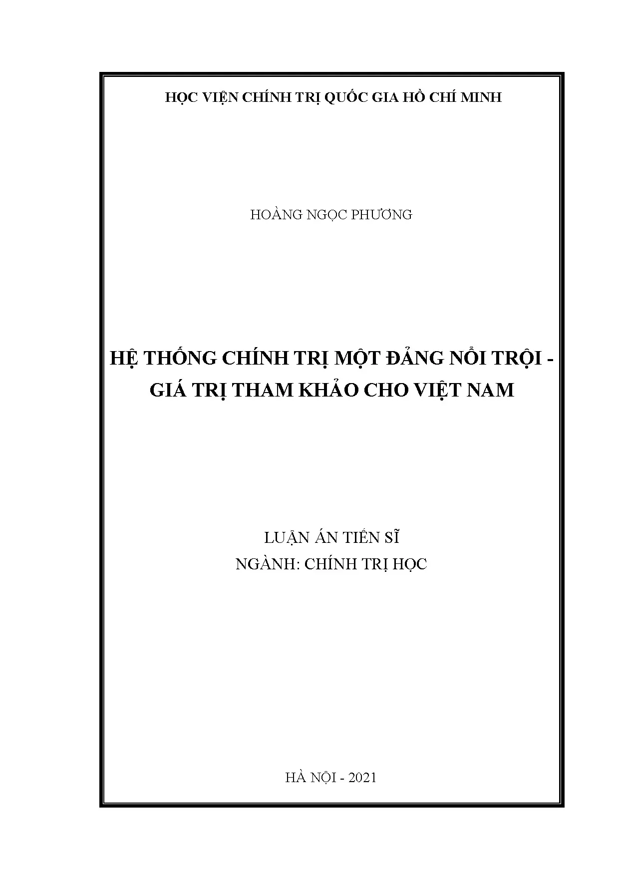 Hệ thống chính trị một đảng nổi trội: Tham khảo cho Việt Nam