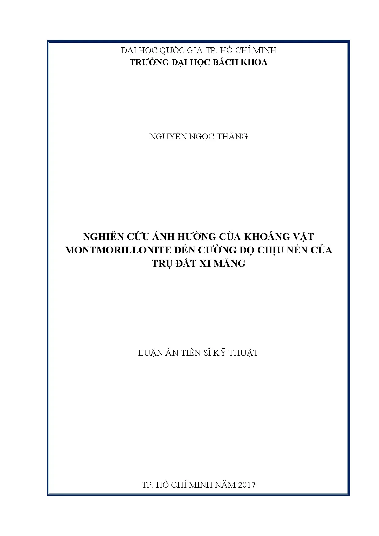 Montmorillonite ảnh hưởng cường độ chịu nén trụ đất xi măng