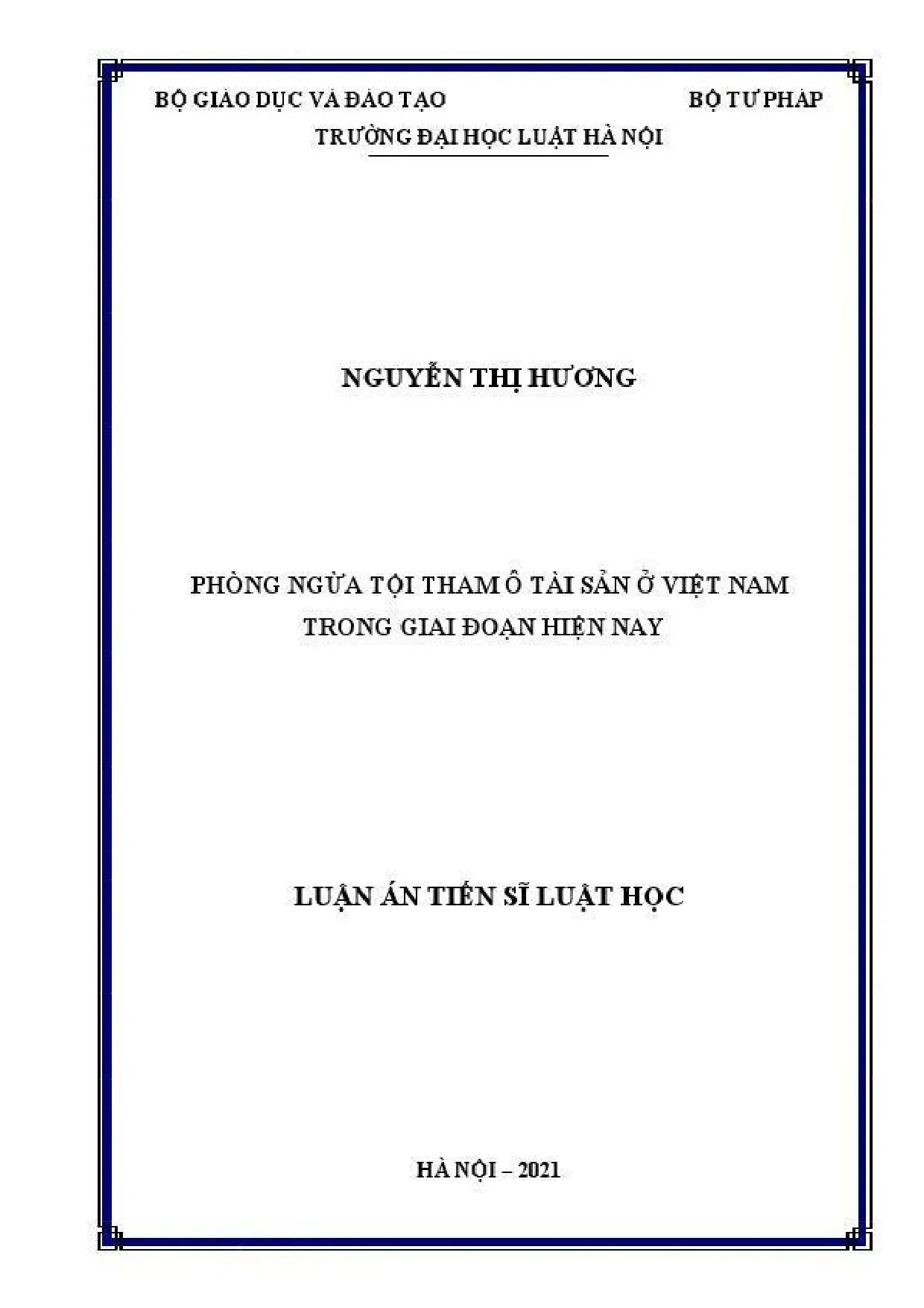 Phòng ngừa tội tham ô tài sản tại Việt Nam: Luận án luật học