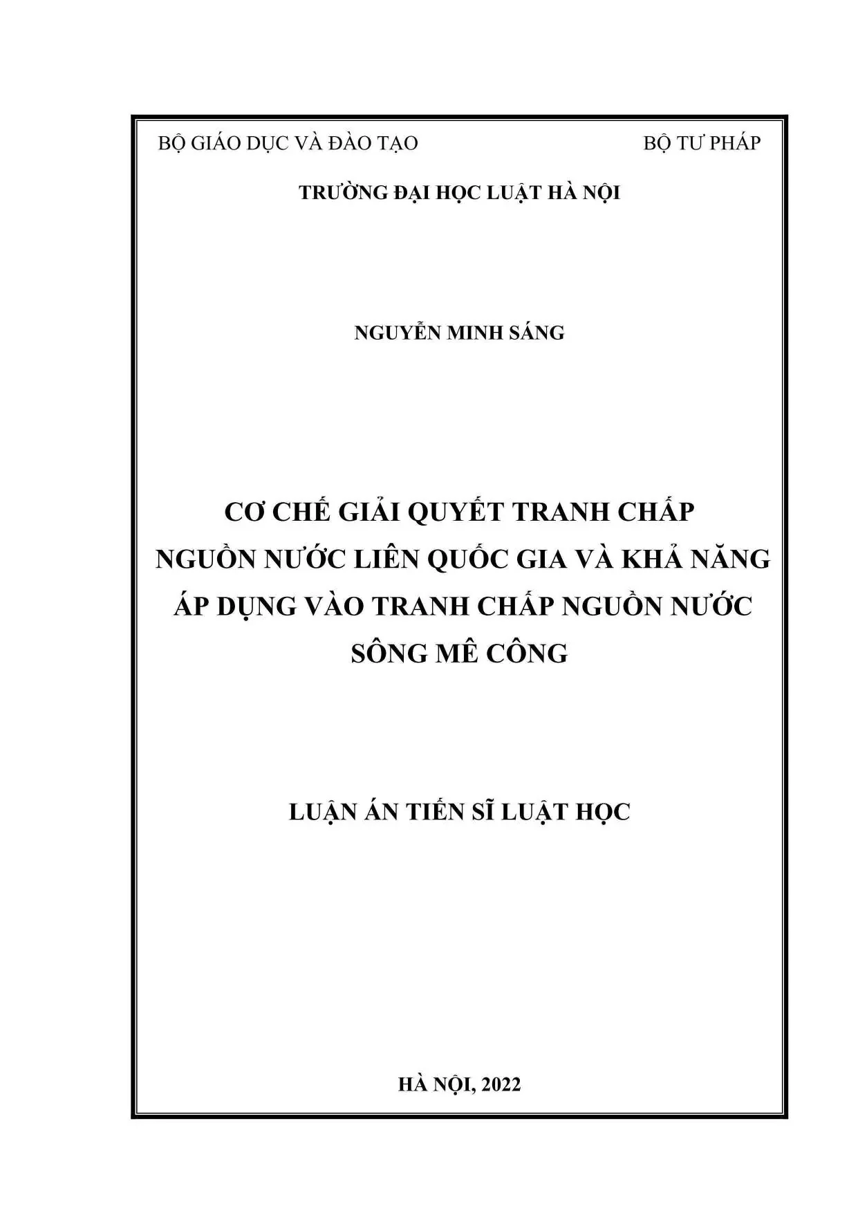 Luật học: Giải quyết tranh chấp nguồn nước xuyên biên giới Mê Kông
