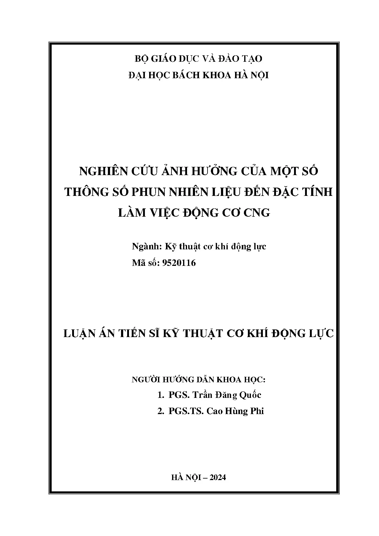 Nghiên cứu ảnh hưởng thông số phun nhiên liệu động cơ CNG
