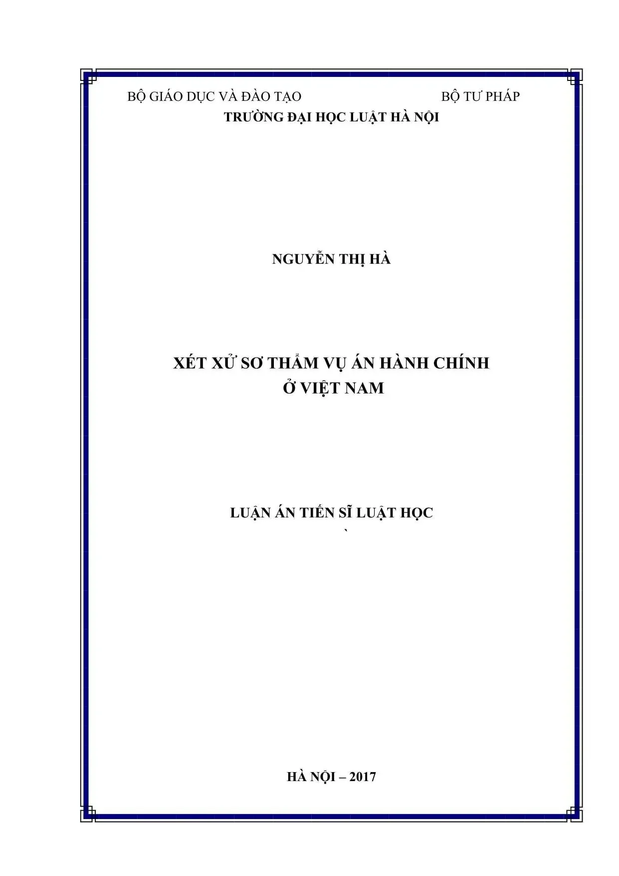 Luật học xét xử sơ thẩm vụ án hành chính ở Việt Nam