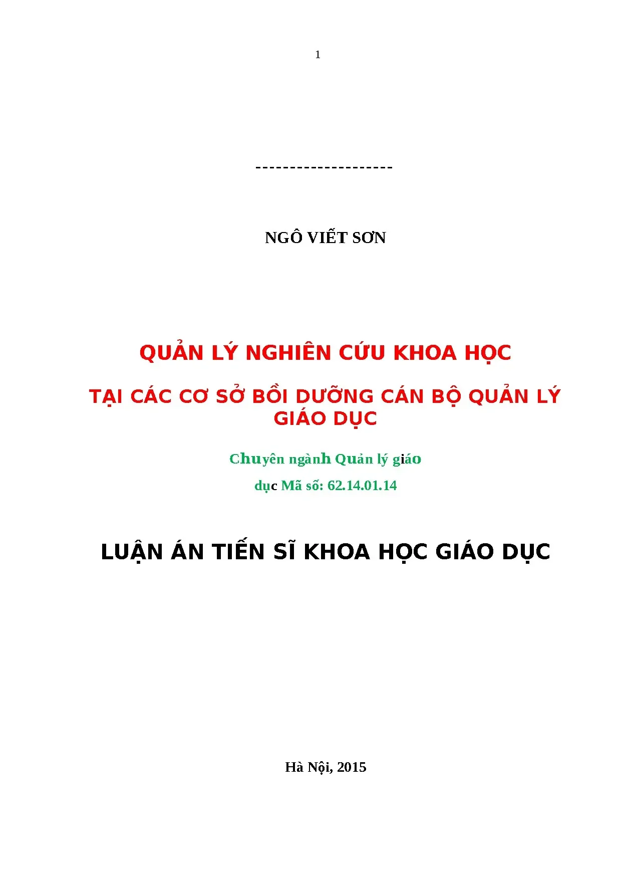 Quản lý nghiên cứu khoa học tại CSBD cán bộ quản lý GD
