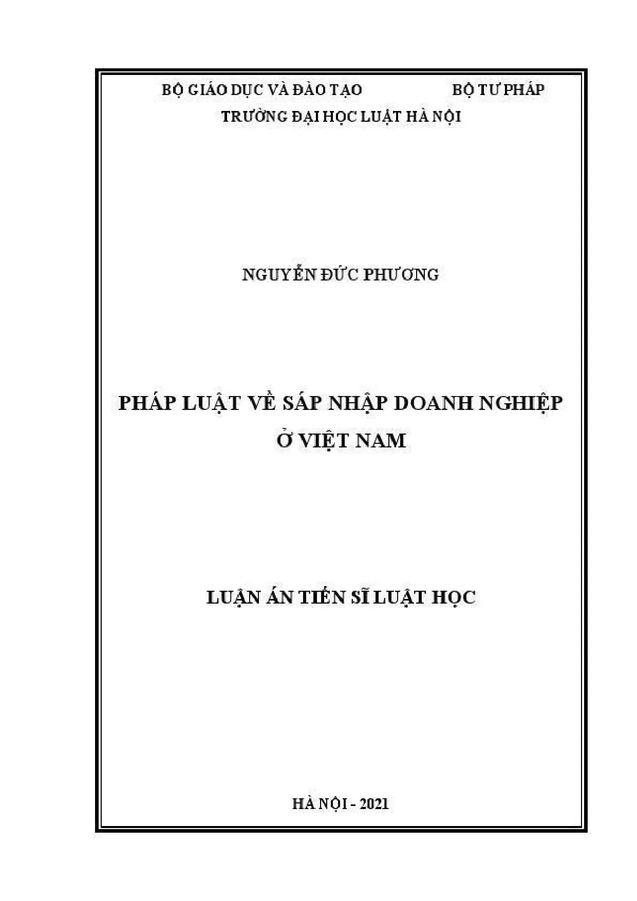 Pháp luật về sáp nhập doanh nghiệp ở Việt Nam: Luận án