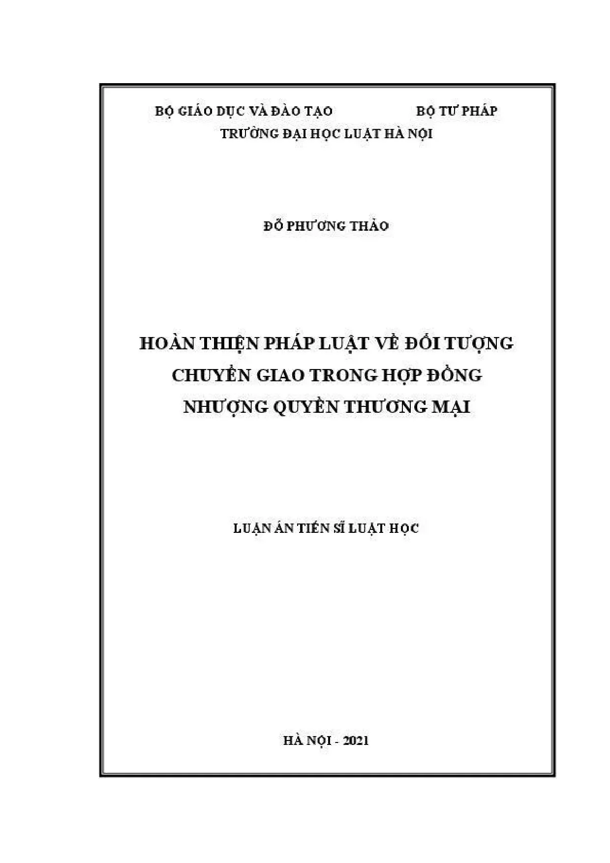 Hoàn thiện pháp luật đối tượng chuyển giao nhượng quyền TM