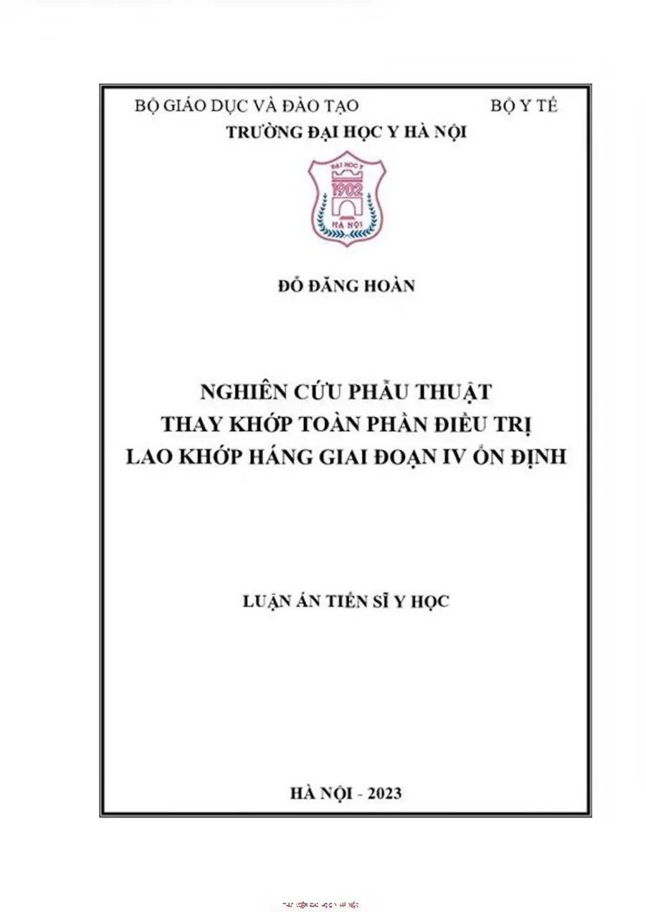Nghiên cứu thay khớp háng điều trị lao khớp giai đoạn IV