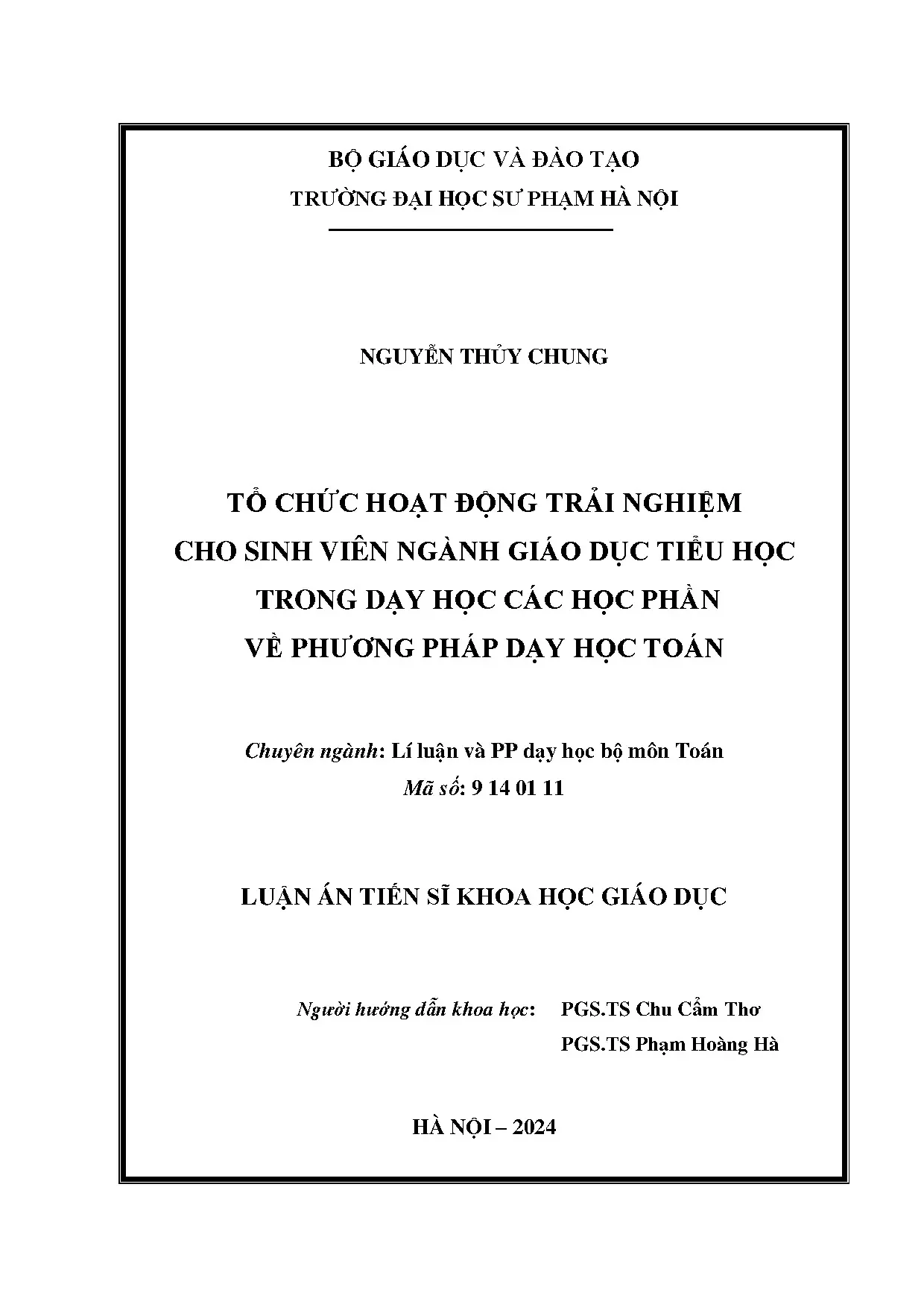 Tổ chức hoạt động trải nghiệm SV Giáo dục Tiểu học PPDH Toán