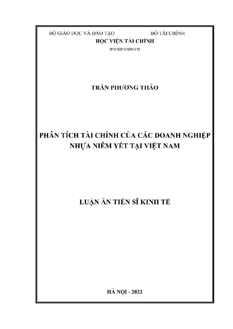 Luận án tiến sĩ kinh tế phân tích tài chính của các doanh ng