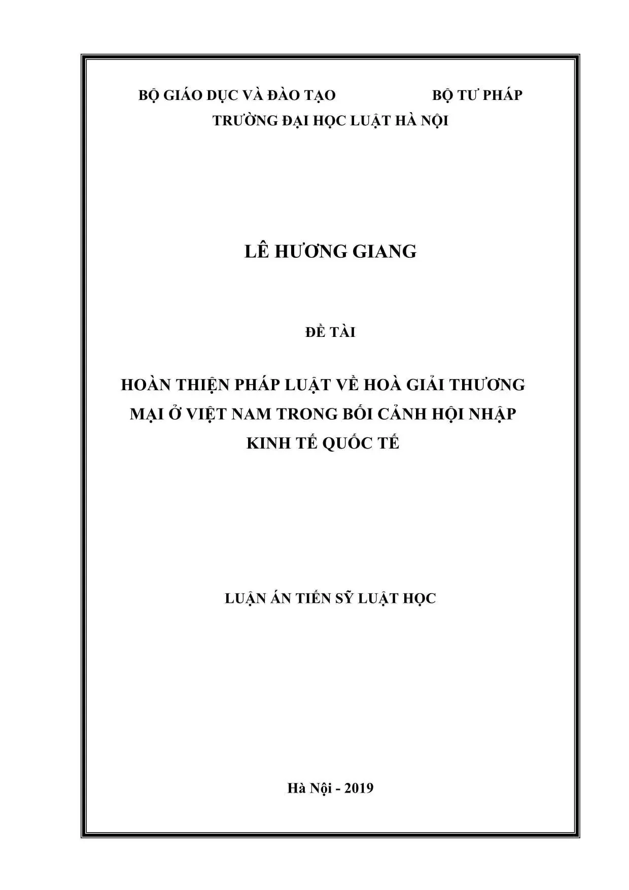 Hoàn thiện pháp luật hòa giải thương mại VN bối cảnh hội nhập