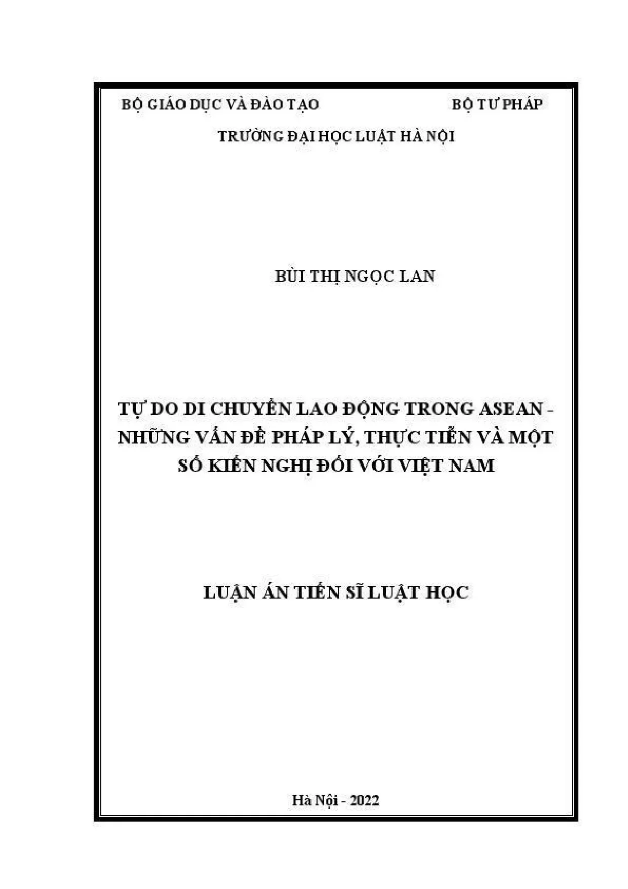 Di chuyển lao động tự do ASEAN: Vấn đề pháp lý, thực tiễn & VN