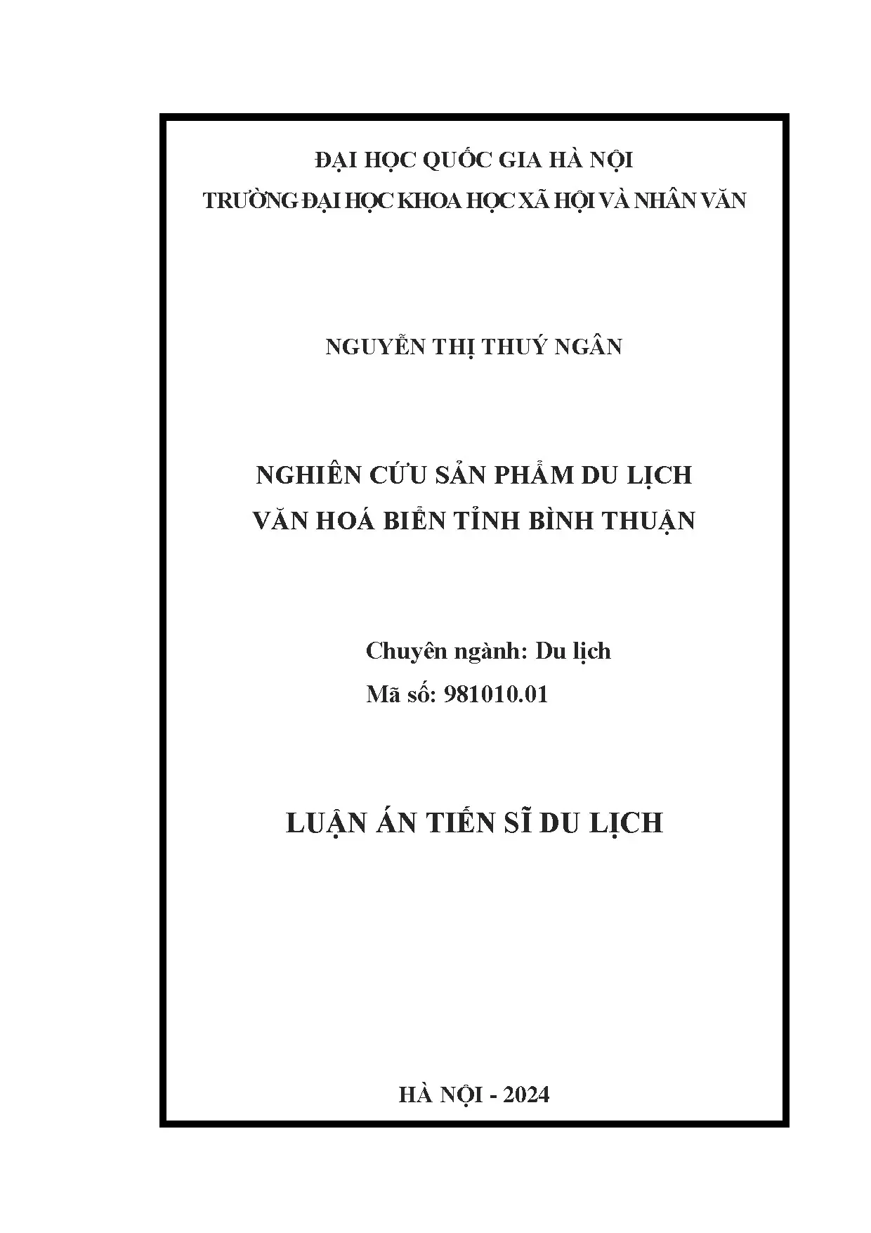Nghiên cứu phát triển sản phẩm du lịch văn hóa biển Bình Thuận