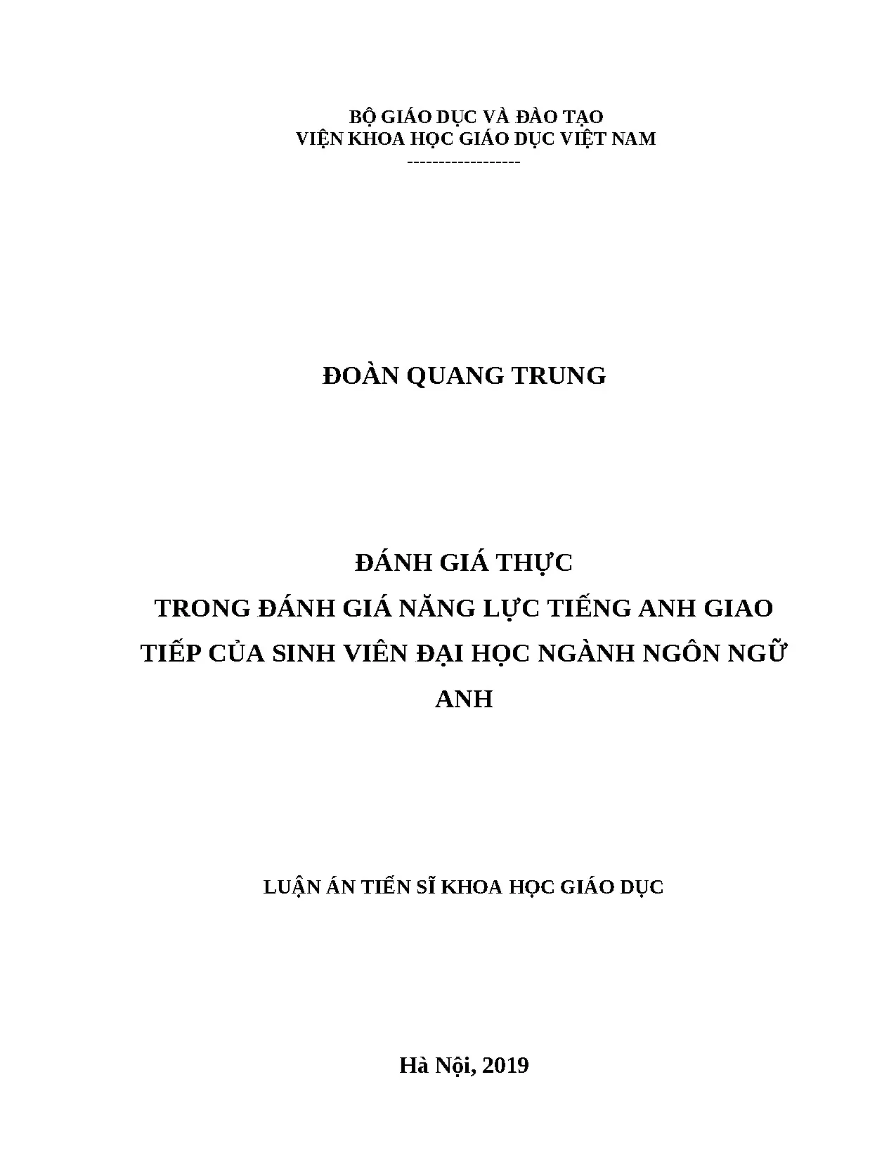Đánh giá thực năng lực tiếng Anh giao tiếp sinh viên ngành Ngôn ngữ Anh