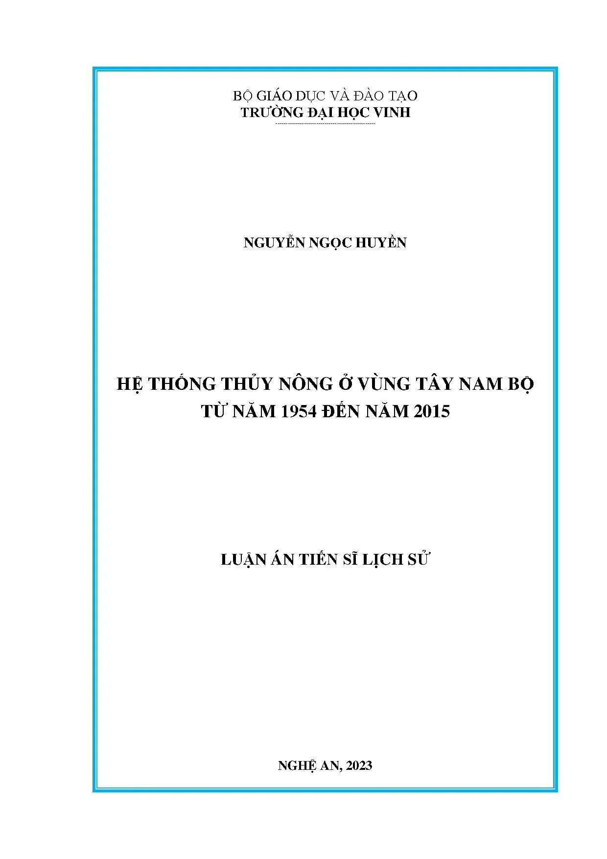 Hệ thống thủy nông miền Tây Nam Bộ 1954-2015