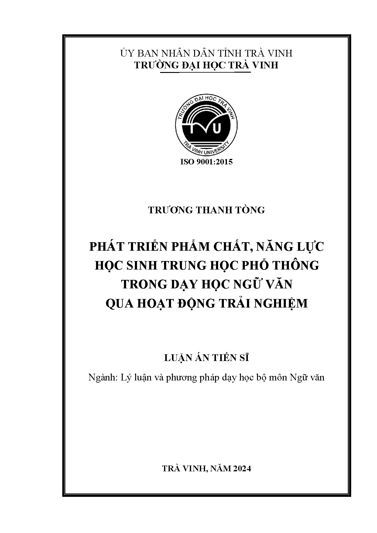 Phát triển phẩm chất, năng lực HS THPT qua trải nghiệm Ngữ văn
