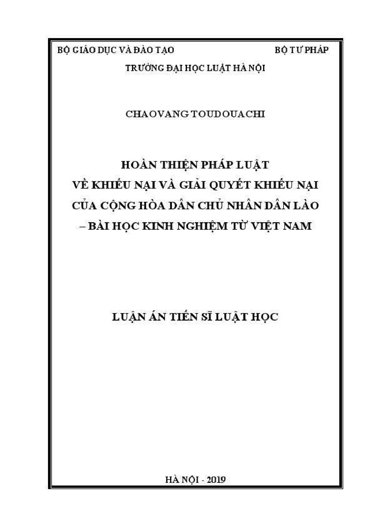 Hoàn thiện luật khiếu nại Lào: Bài học kinh nghiệm từ Việt Nam