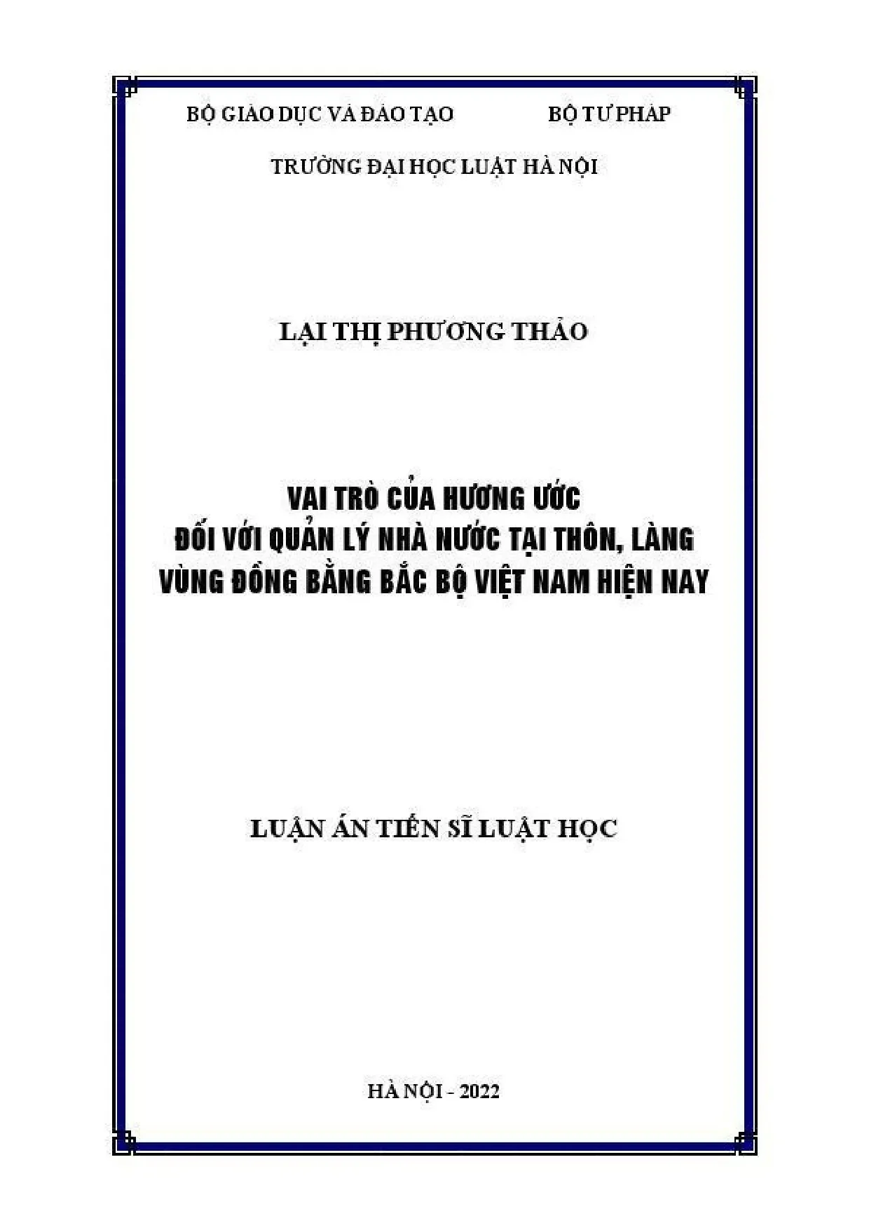 Vai trò hương ước trong quản lý nhà nước thôn làng Bắc Bộ