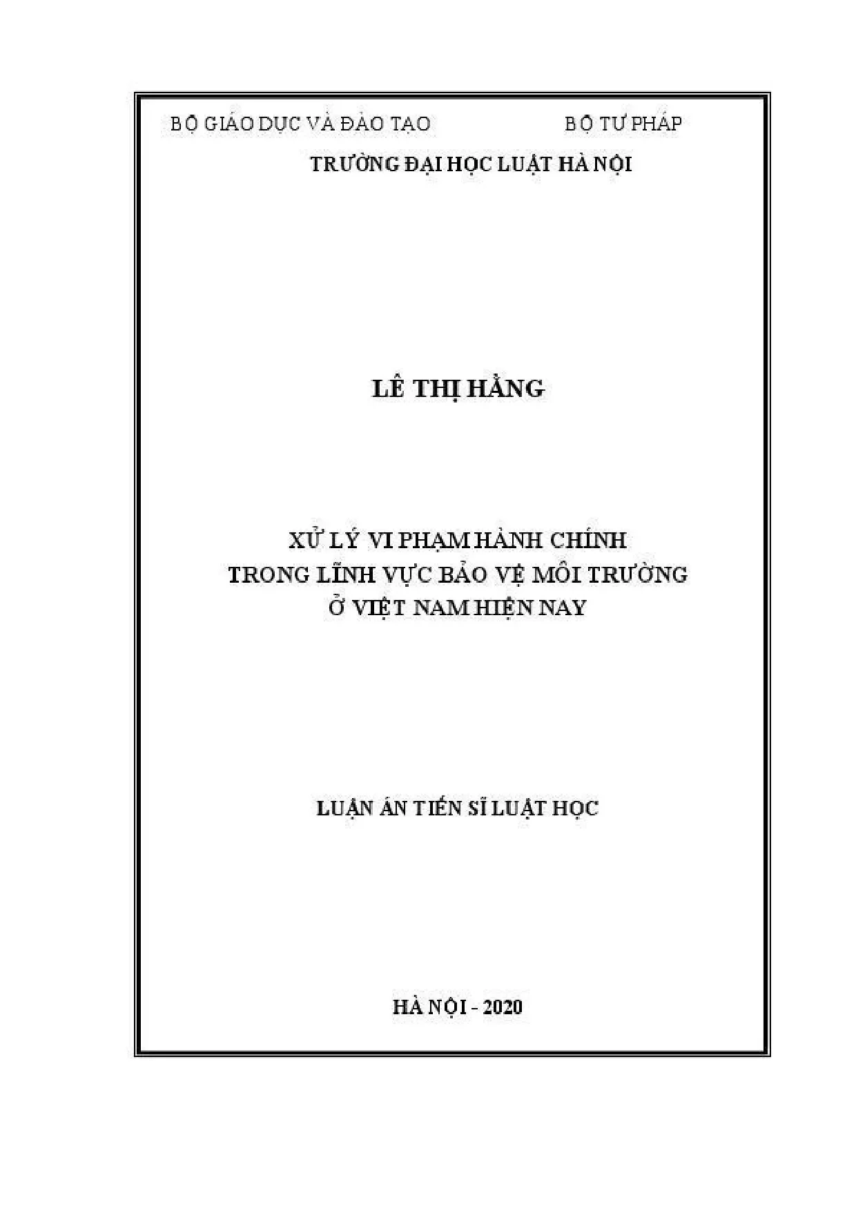Xử lý vi phạm hành chính bảo vệ môi trường ở Việt Nam