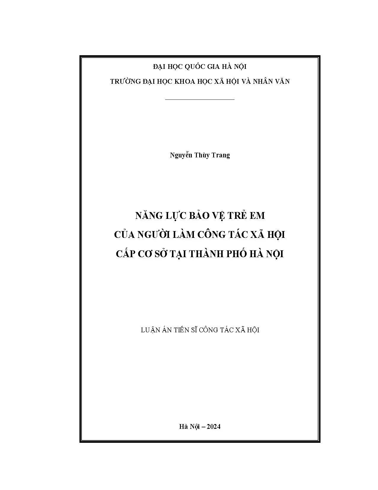 Năng lực bảo vệ trẻ em của người làm CTXH tại Hà Nội