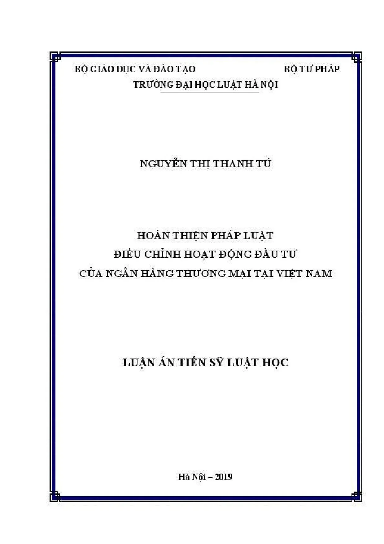 Hoàn thiện PL điều chỉnh đầu tư ngân hàng thương mại VN