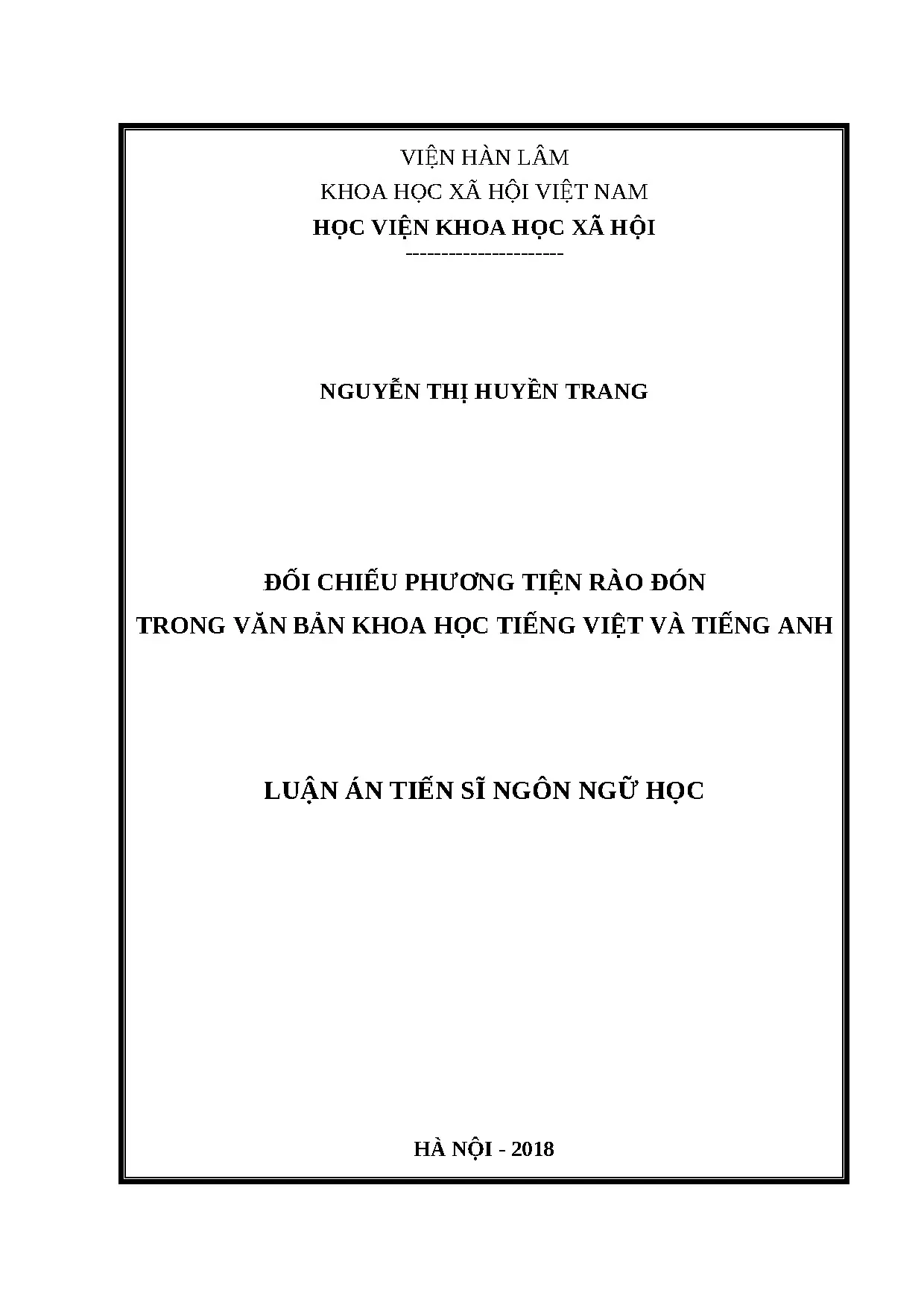 Ngôn ngữ học đối chiếu rào đón trong văn bản khoa học Việt-Anh