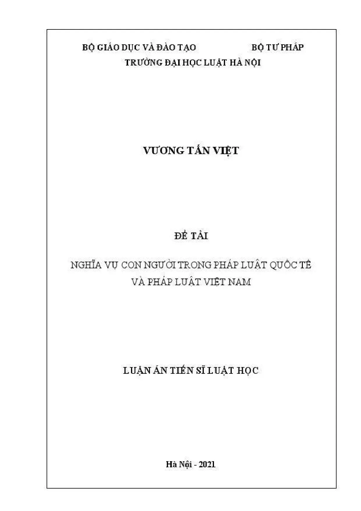 Nghĩa vụ con người trong luật quốc tế và luật Việt Nam