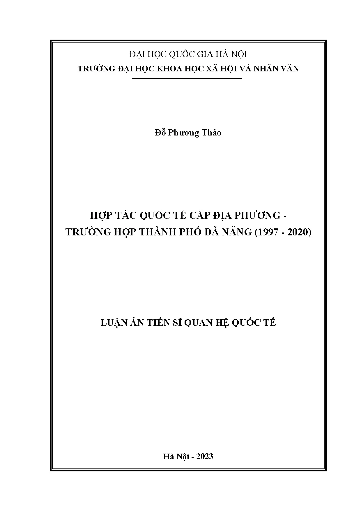 Hợp tác quốc tế cấp địa phương tại Đà Nẵng (1997-2020)