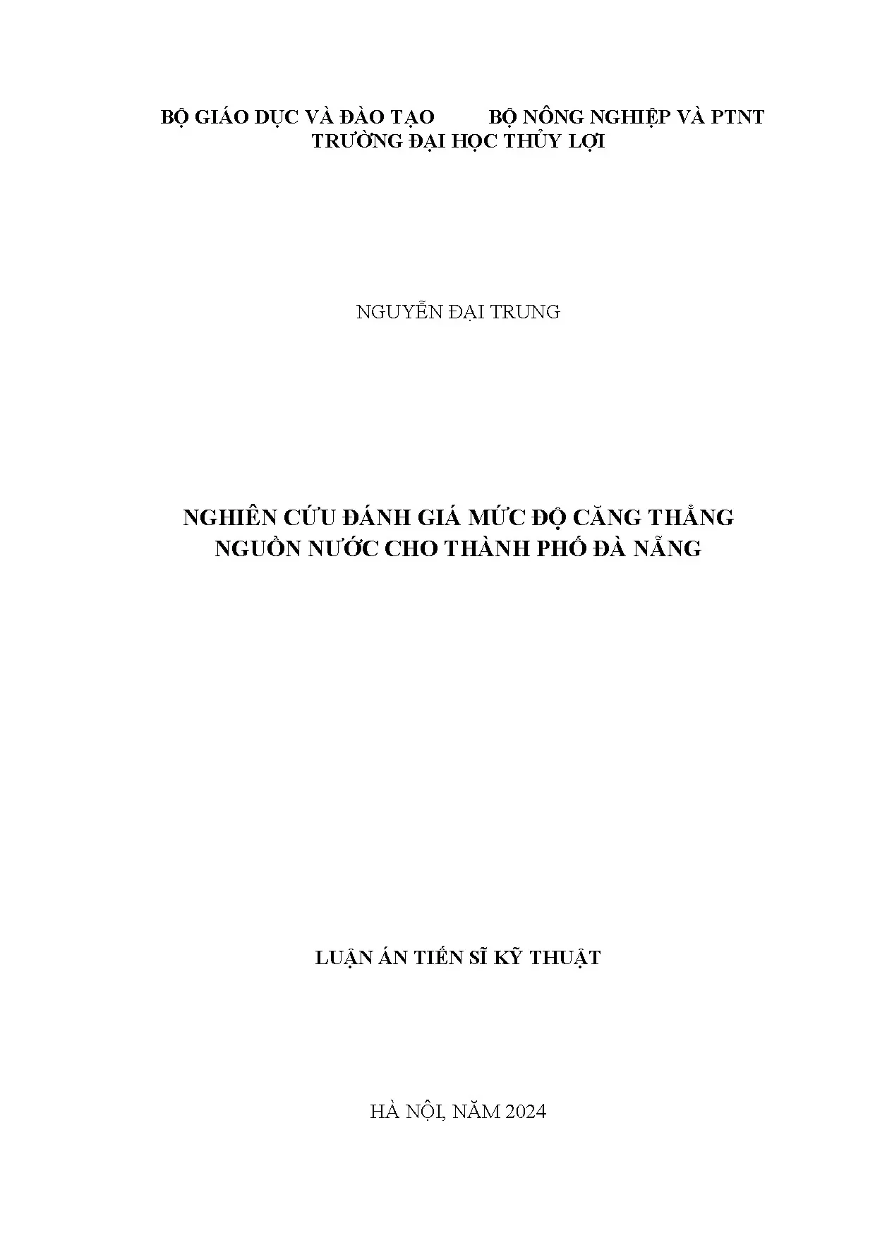 Đánh giá căng thẳng nguồn nước thành phố Đà Nẵng