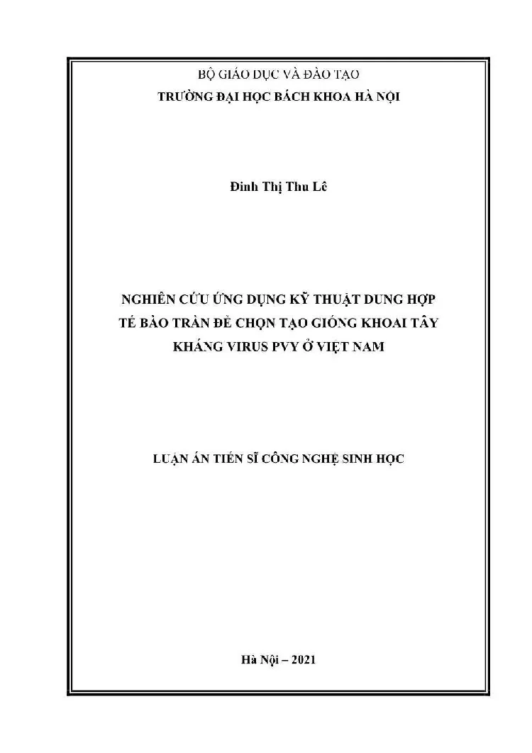 Luận án tiến sĩ công nghệ sinh học nghiên cứu ứng dụng kỹ th