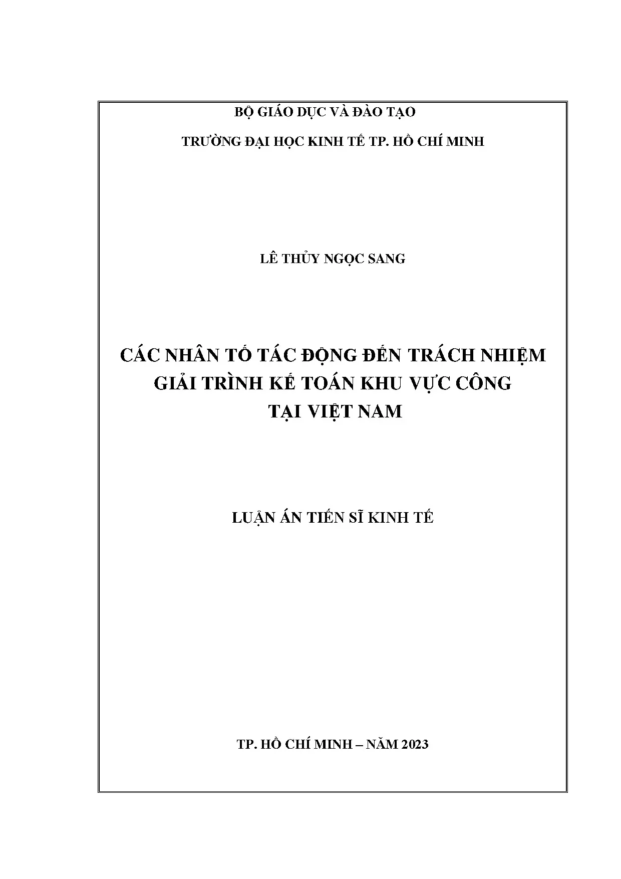 Nhân tố tác động trách nhiệm giải trình kế toán khu vực công