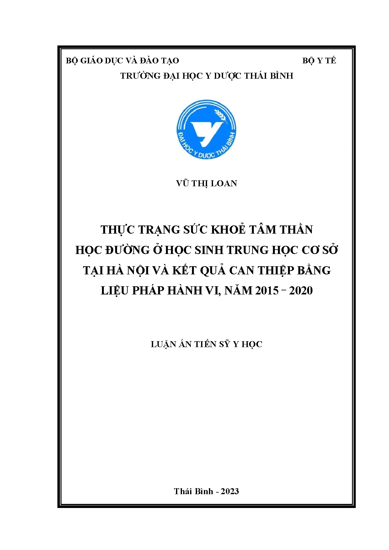 Thực trạng SKTT học đường THCS Hà Nội & can thiệp hành vi