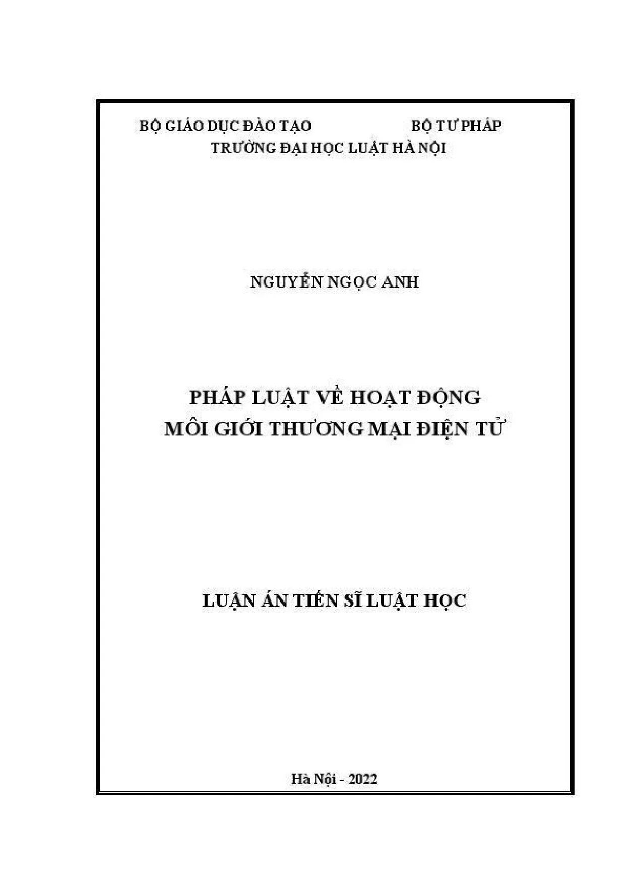 Pháp luật về môi giới thương mại điện tử: Luận án tiến sĩ