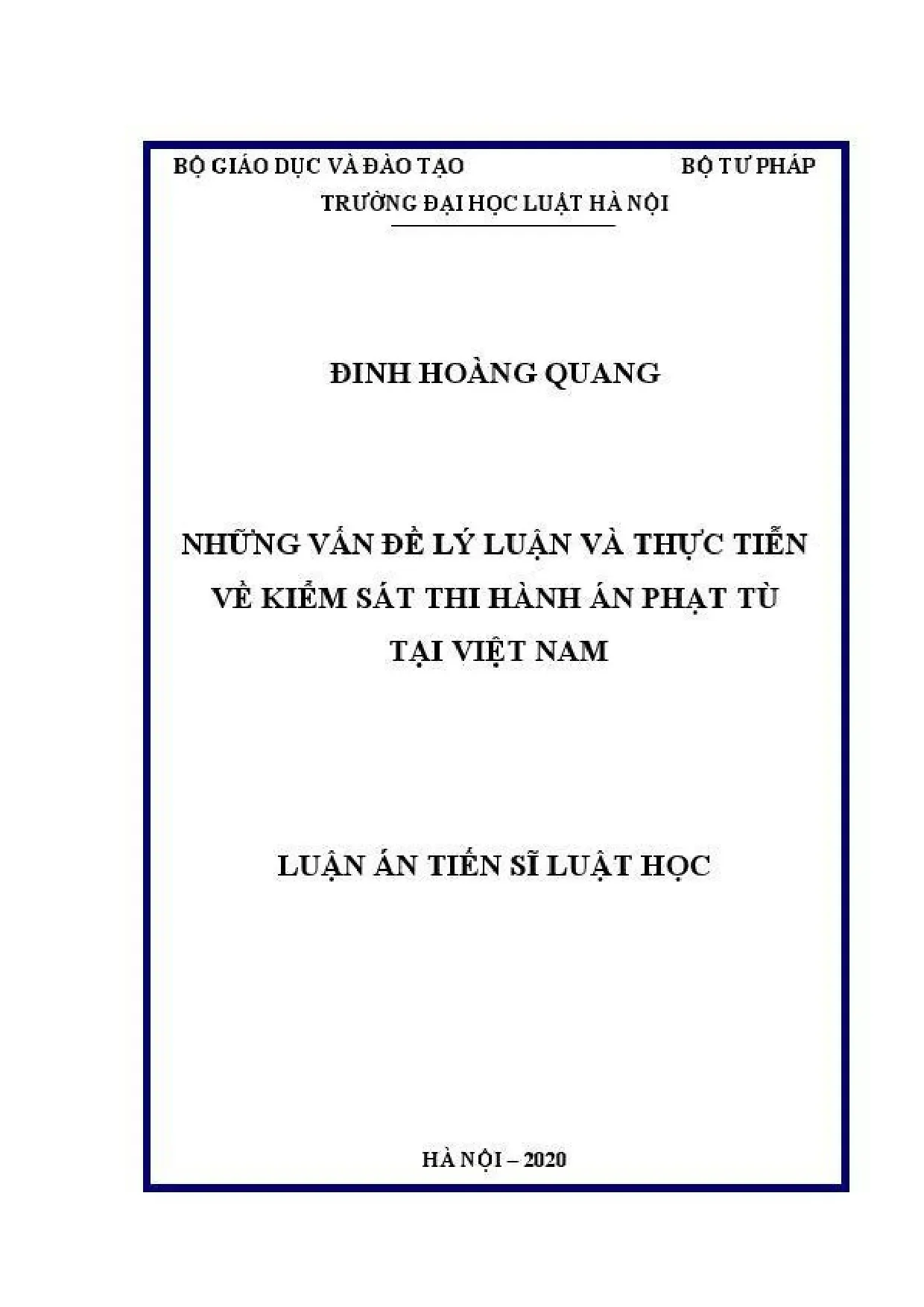 Kiểm sát thi hành án phạt tù Việt Nam: Lý luận và thực tiễn