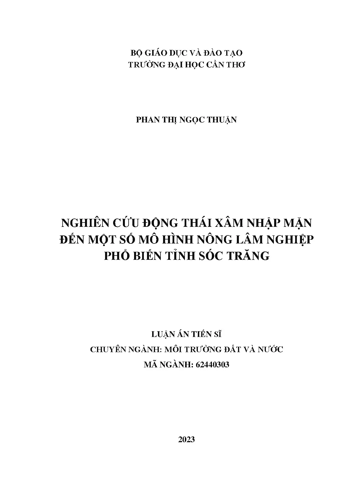 Nghiên cứu xâm nhập mặn ảnh hưởng nông lâm nghiệp