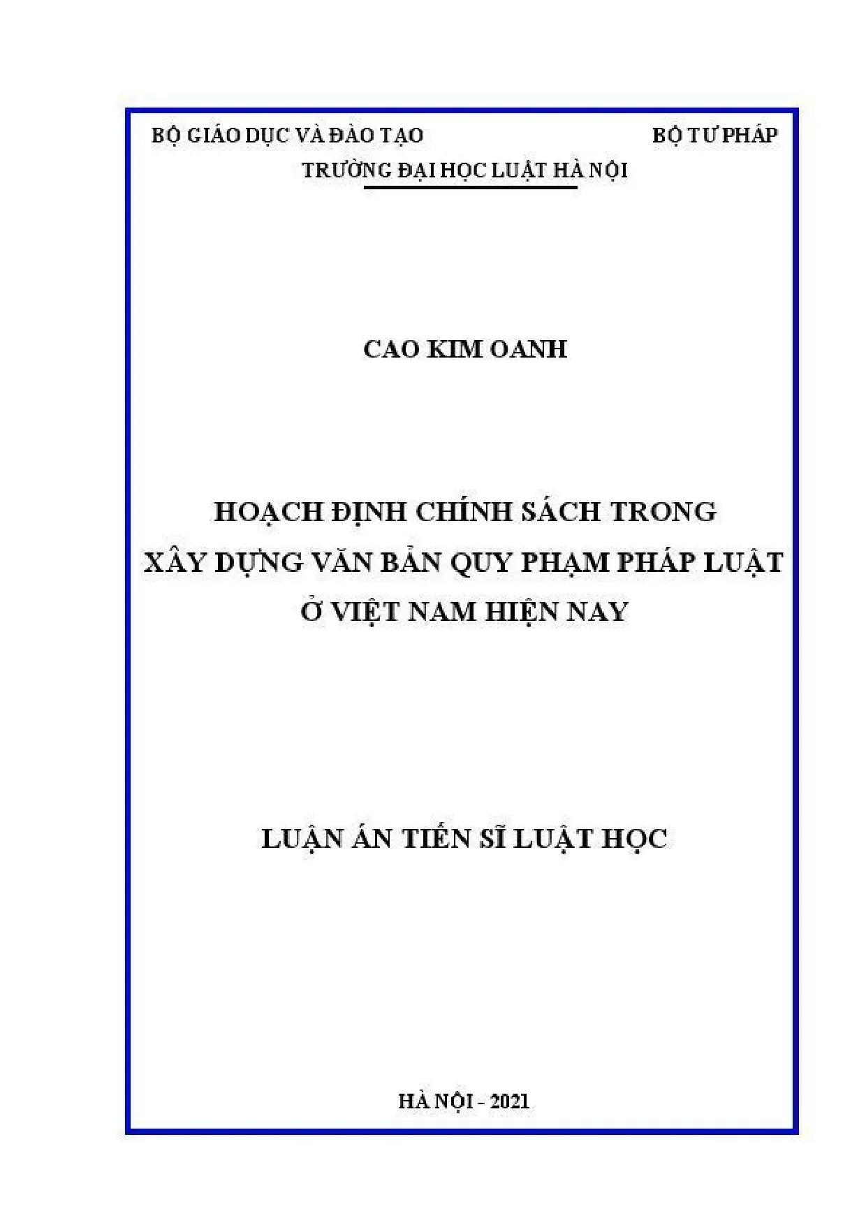 Hoạch định chính sách xây dựng VBQPPL Việt Nam (Luật học)