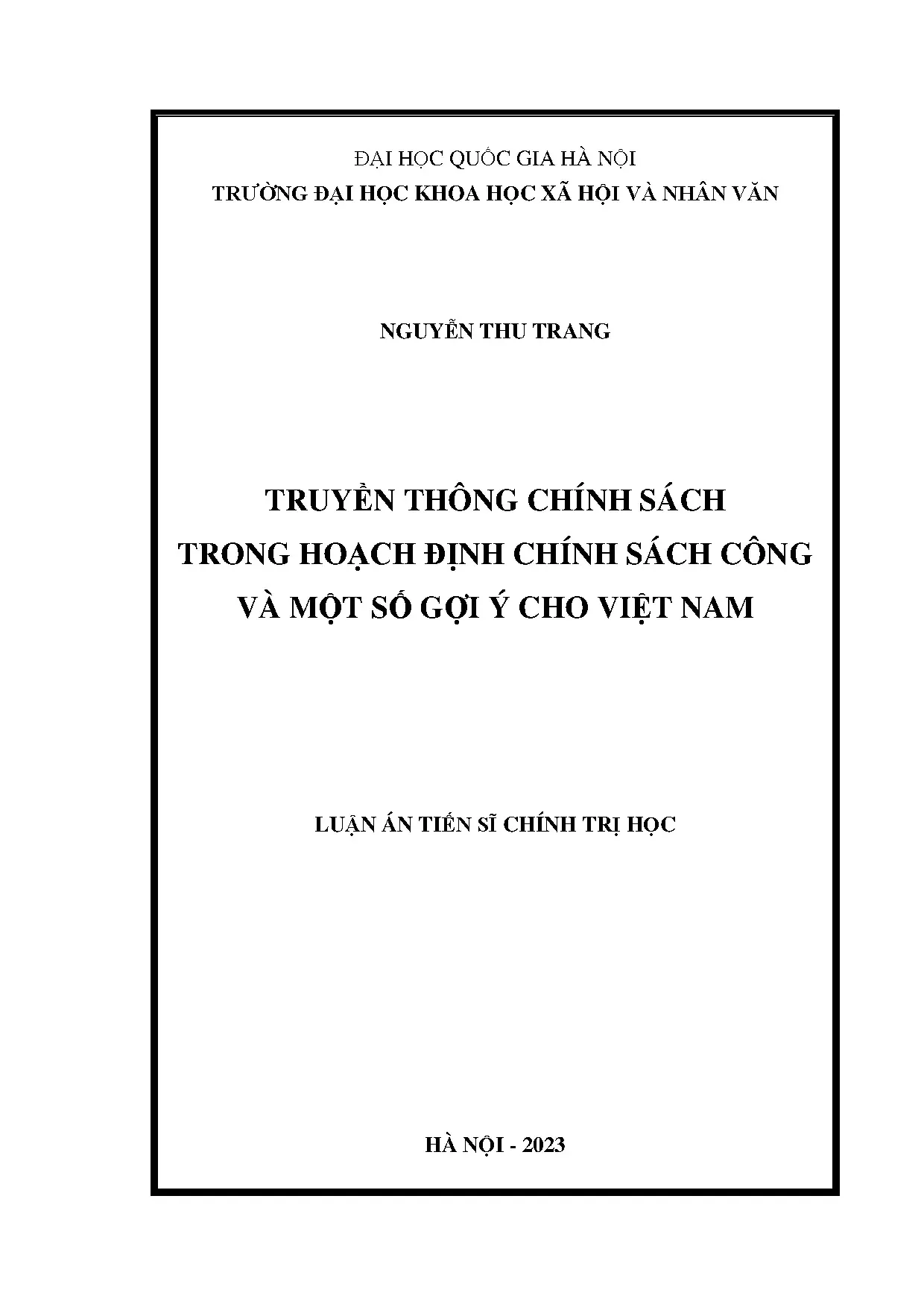 Truyền thông chính sách trong hoạch định chính sách công ở VN