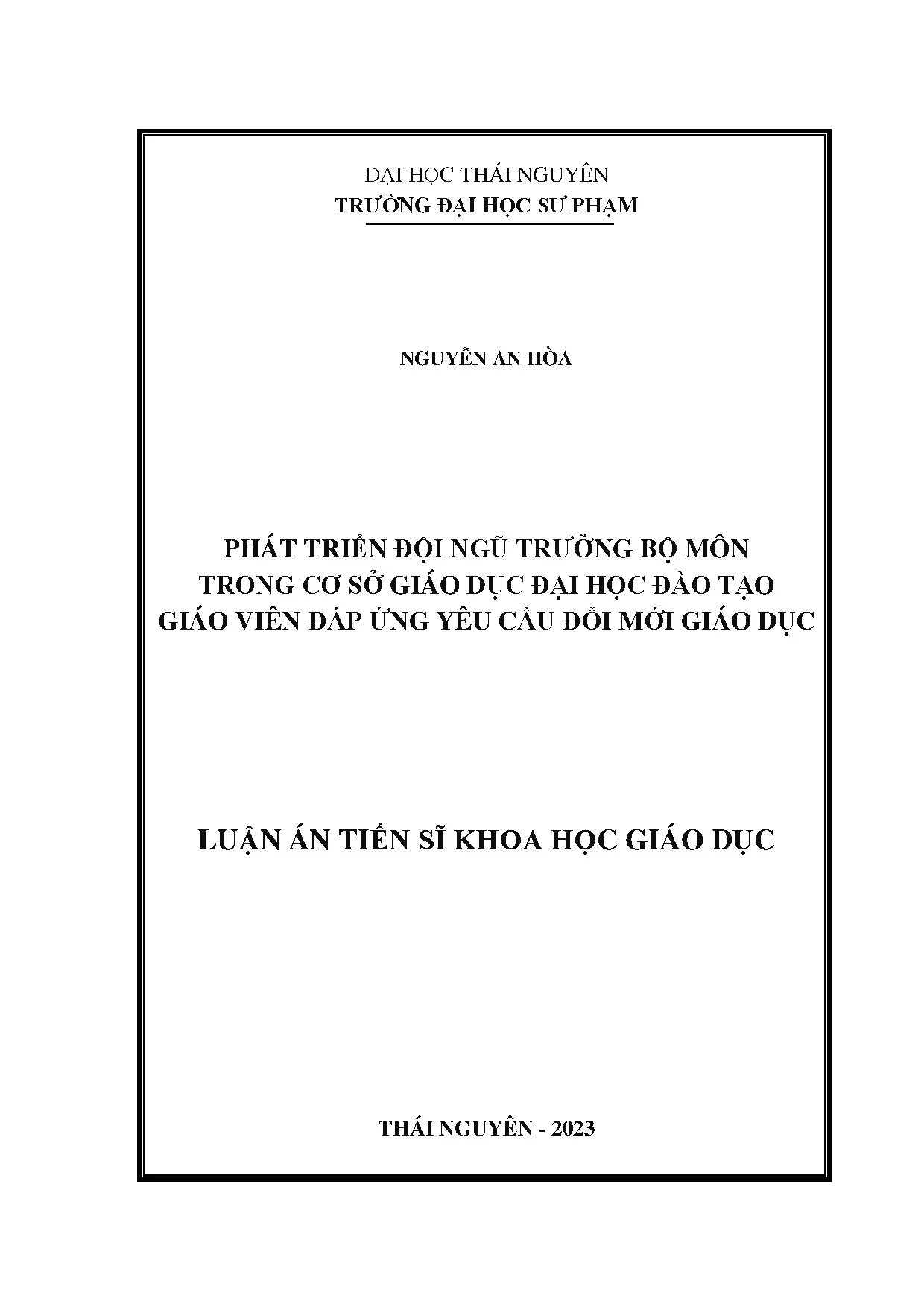 Phát triển trưởng bộ môn GDĐH sư phạm đáp ứng đổi mới giáo dục